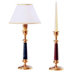 Neoclassical Style Gilt Bronze and Marble Candlestick by Gherardo Degli Albizzi