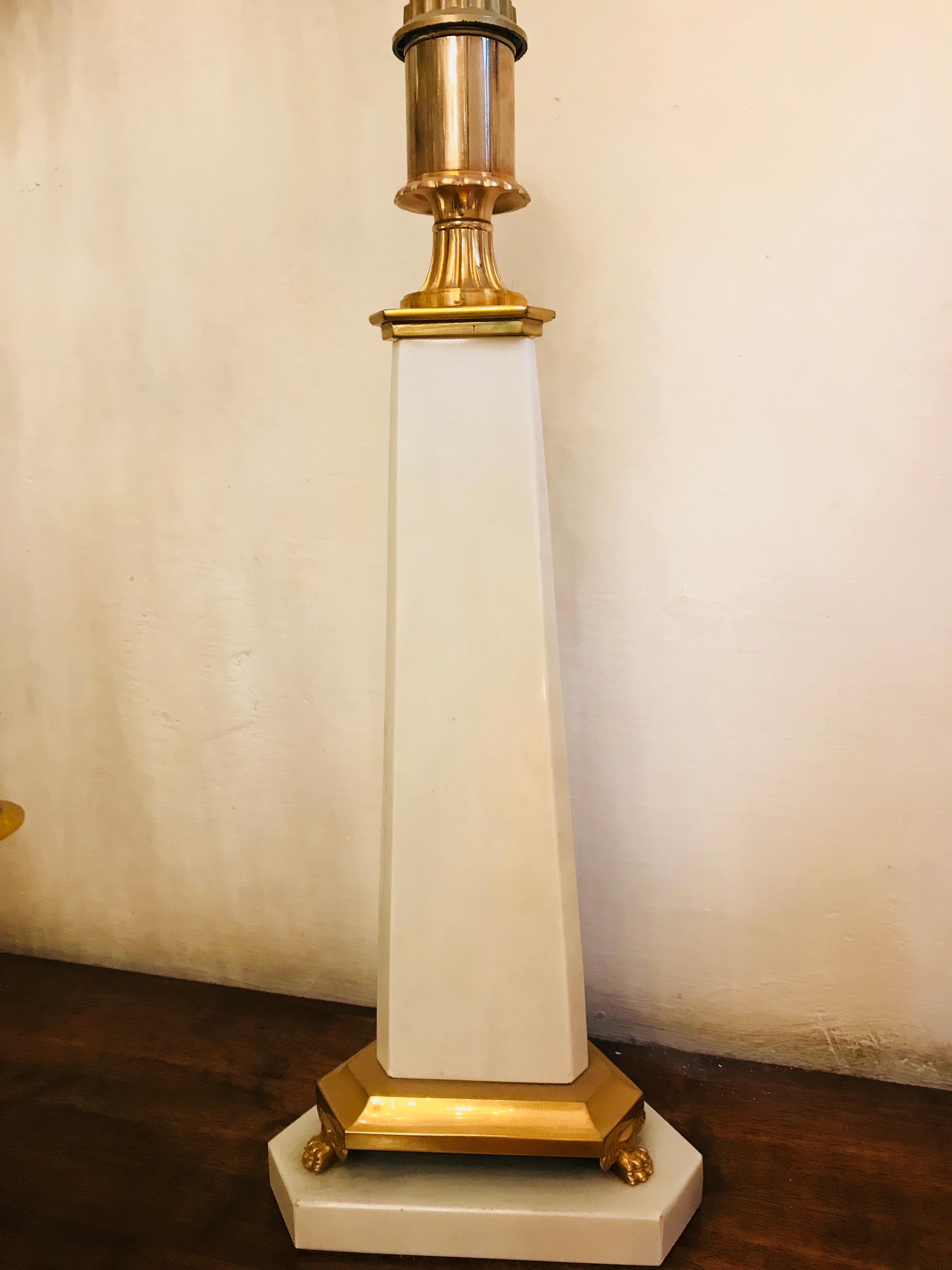 Contemporary Neoclassical Style Gilt Bronze and Obelisk Marble Lamp By Gherardo Degli Albizzi For Sale