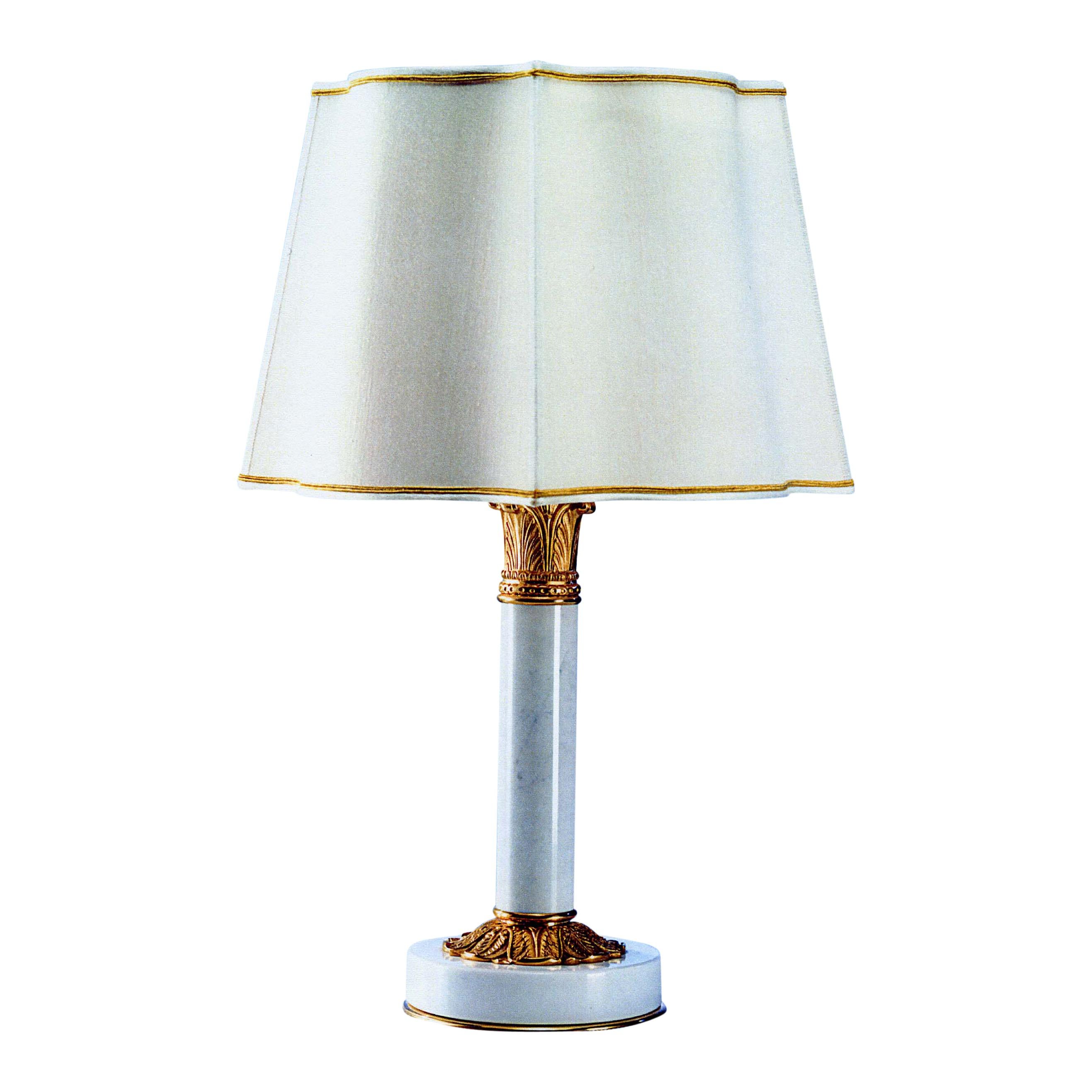 Lampe de style néoclassique en bronze doré et marbre blanc par Gherardo Degli Albizzi