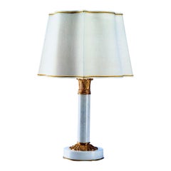 Neoklassizistische Lampe aus vergoldeter Bronze und weißem Marmor von Gherardo Degli Albizzi
