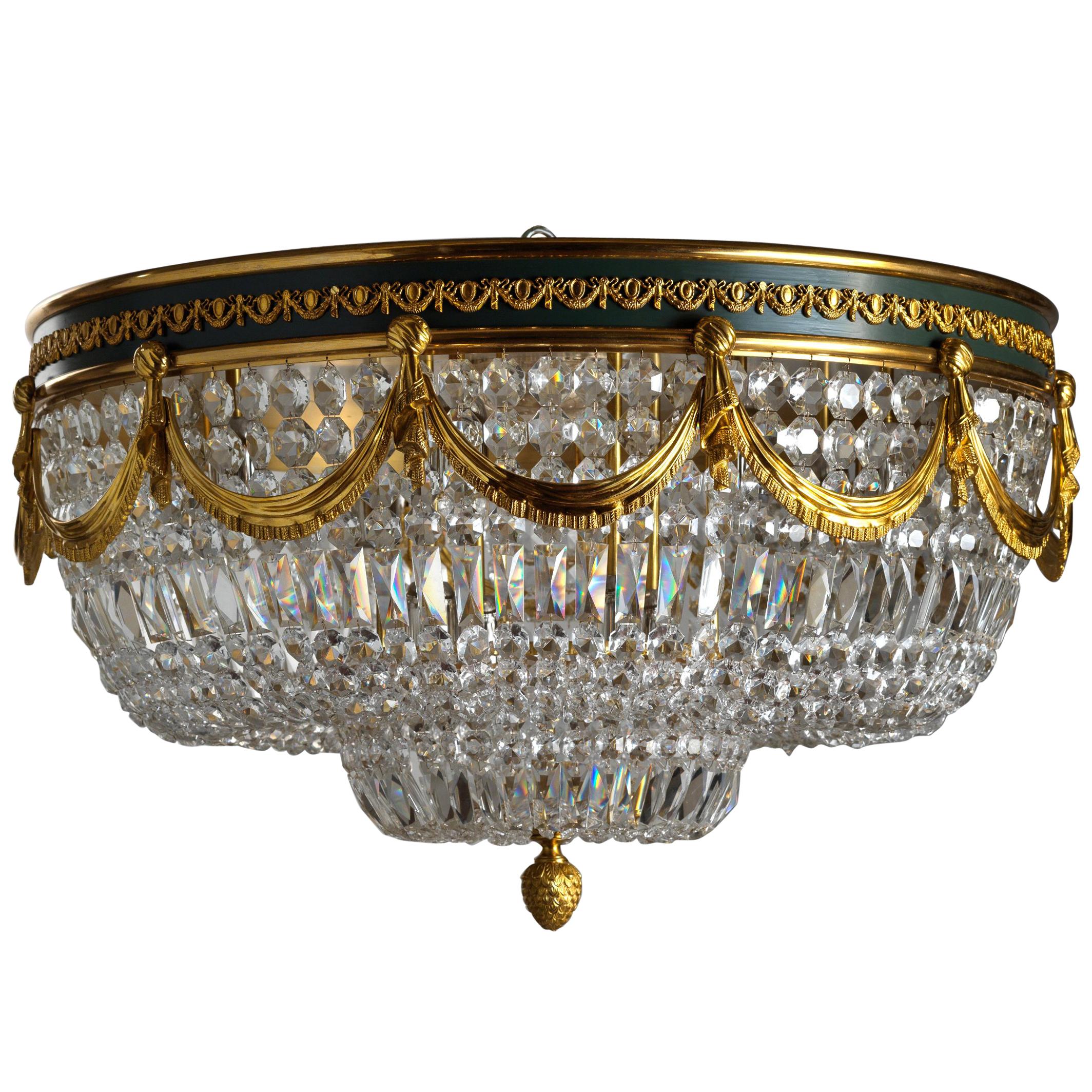 Neoclassical Style Gilt Bronze Flush Mount Fixture by Gherardo Degli Albizzi 