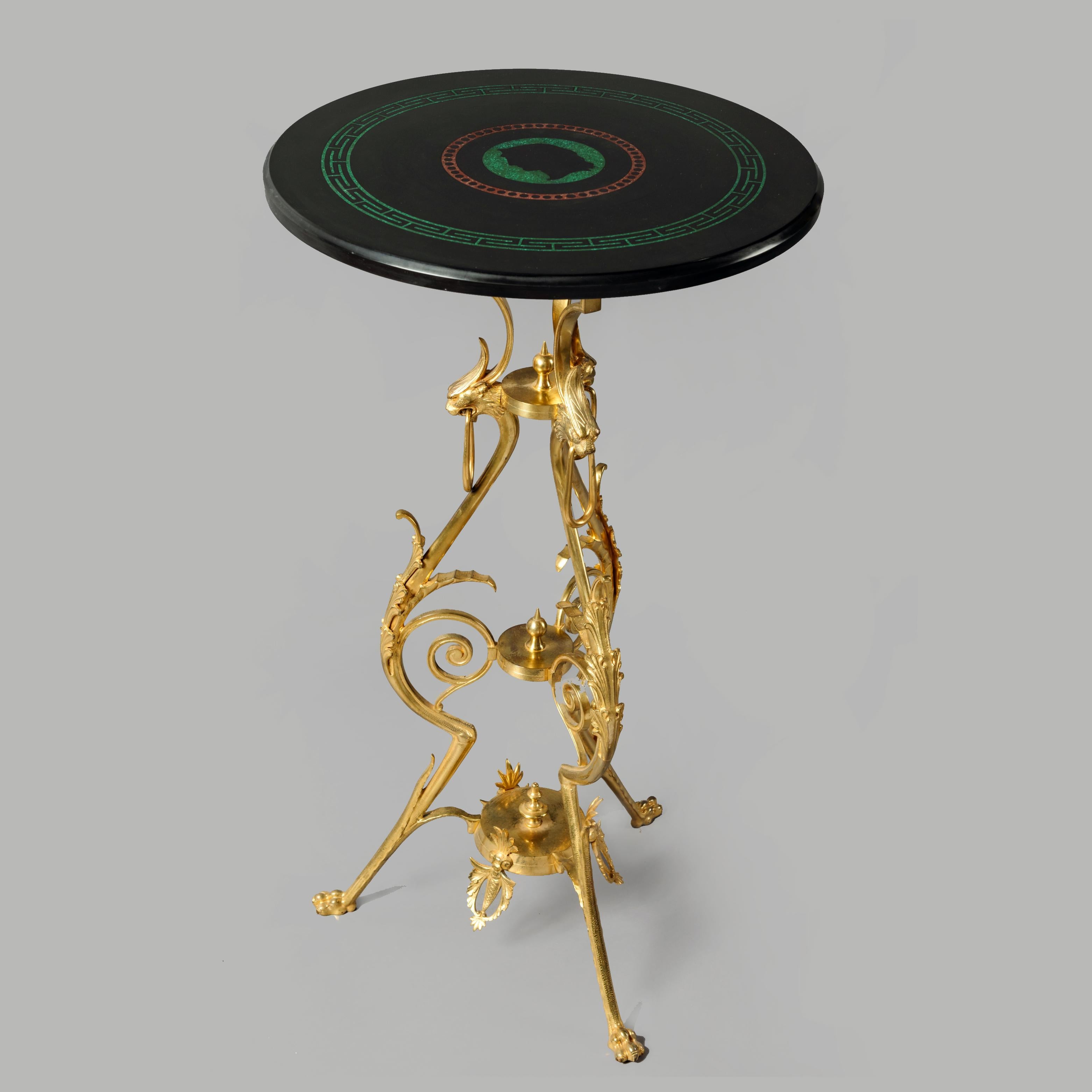 Neoclassical Revival Neoclassical Style Gilt-Bronze Gueridon Attributed to Ferdinand Barbedienne For Sale