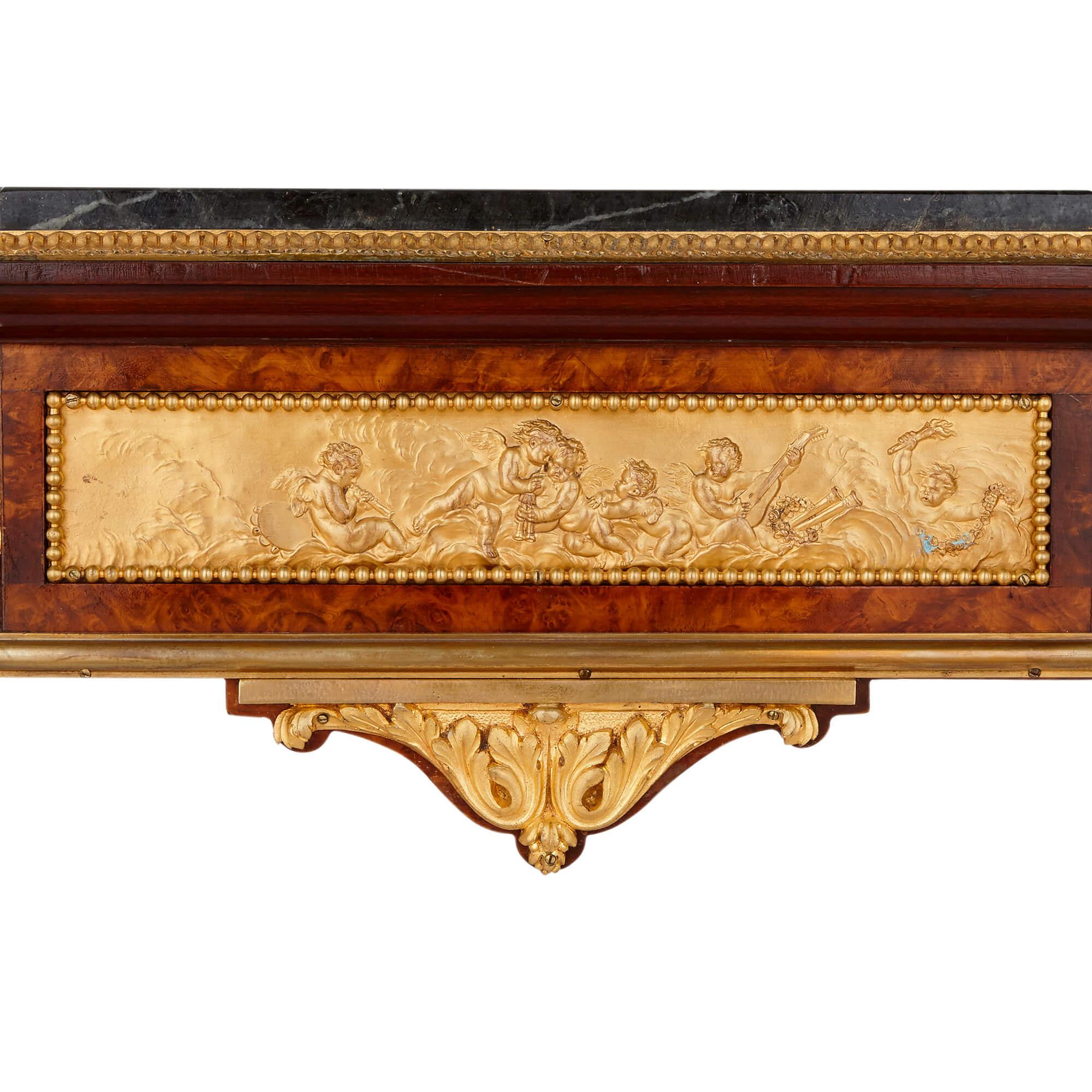 French Neoclassical Style Gilt Bronze-Mounted Side Table by Henri Picard