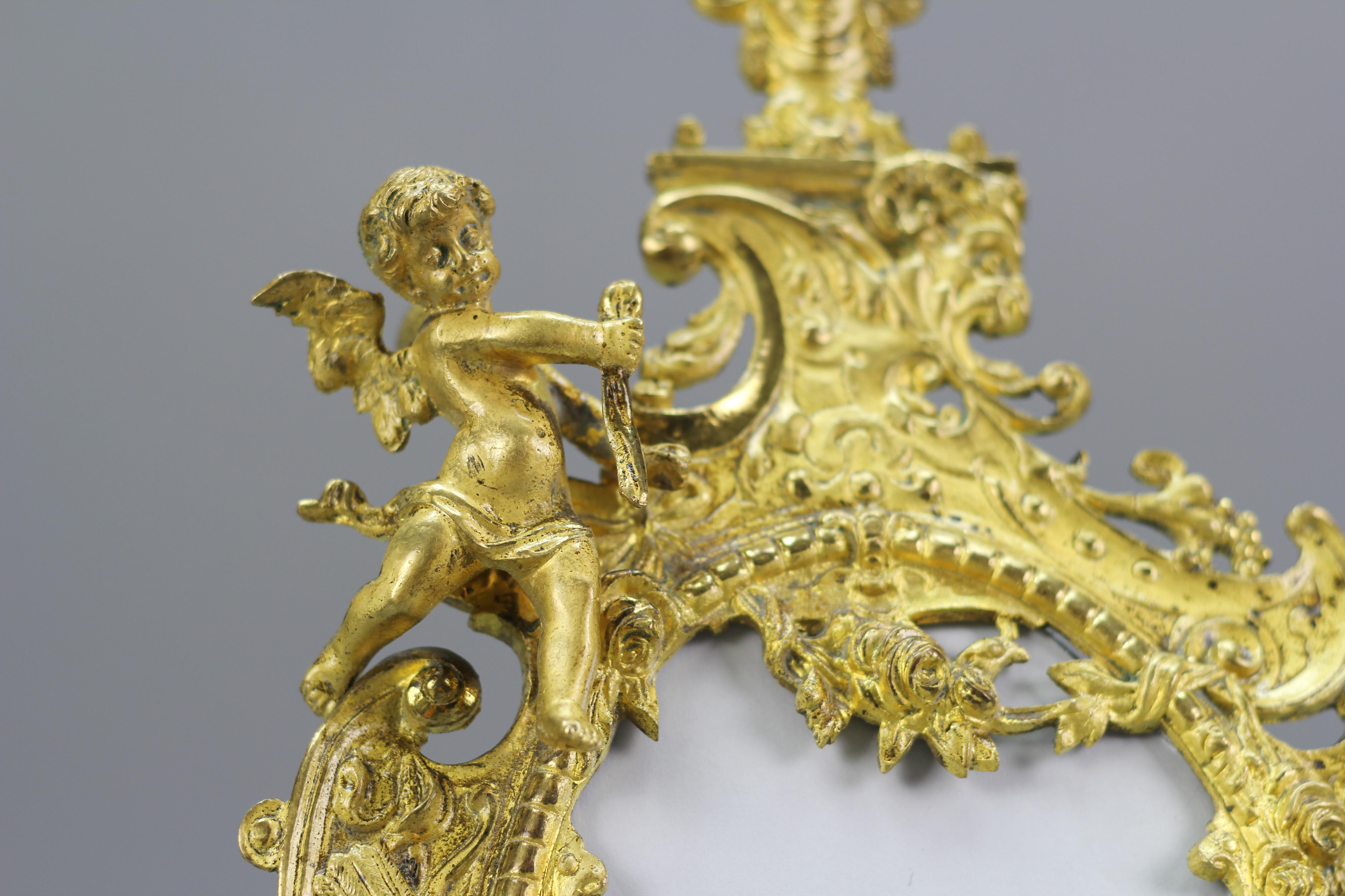 French Neoclassical Style Gilt Bronze Picture Frame with Cherub, France, Late 19th C For Sale