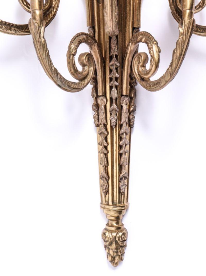 Neoclassical Style Gilt Bronze Sconces, Pair In Good Condition In New York, NY
