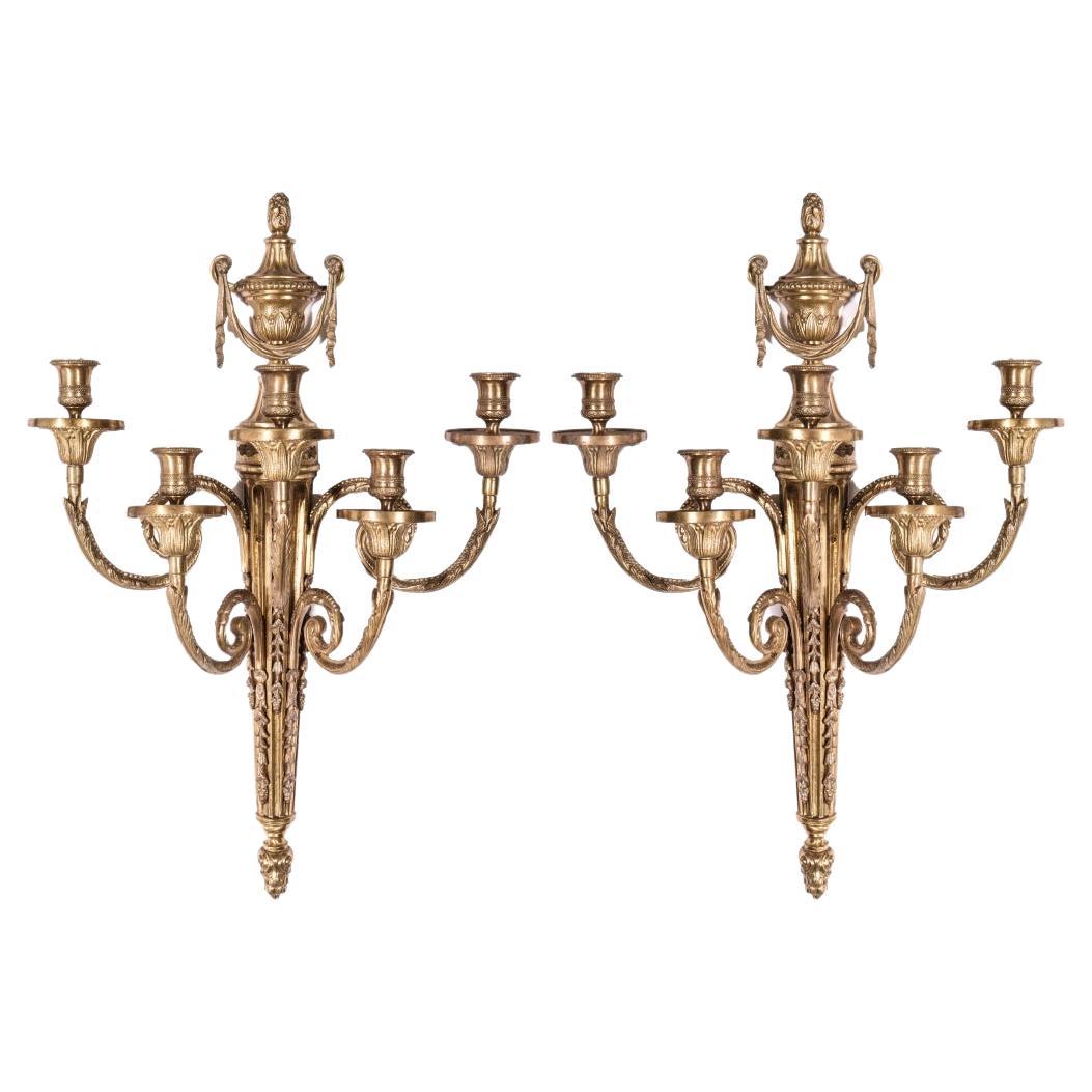 Neoclassical Style Gilt Bronze Sconces, Pair