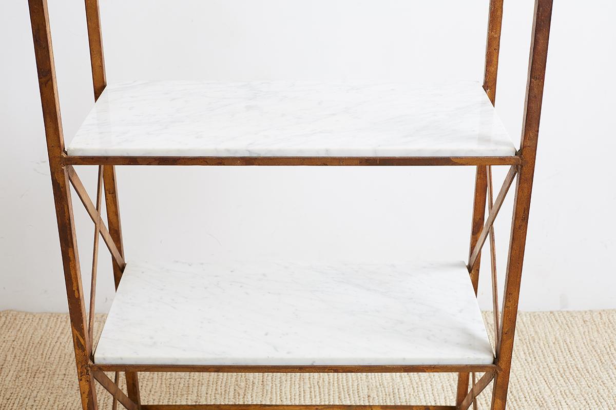 Neoclassical Style Gilt Iron and Carrara Marble Étagère 1