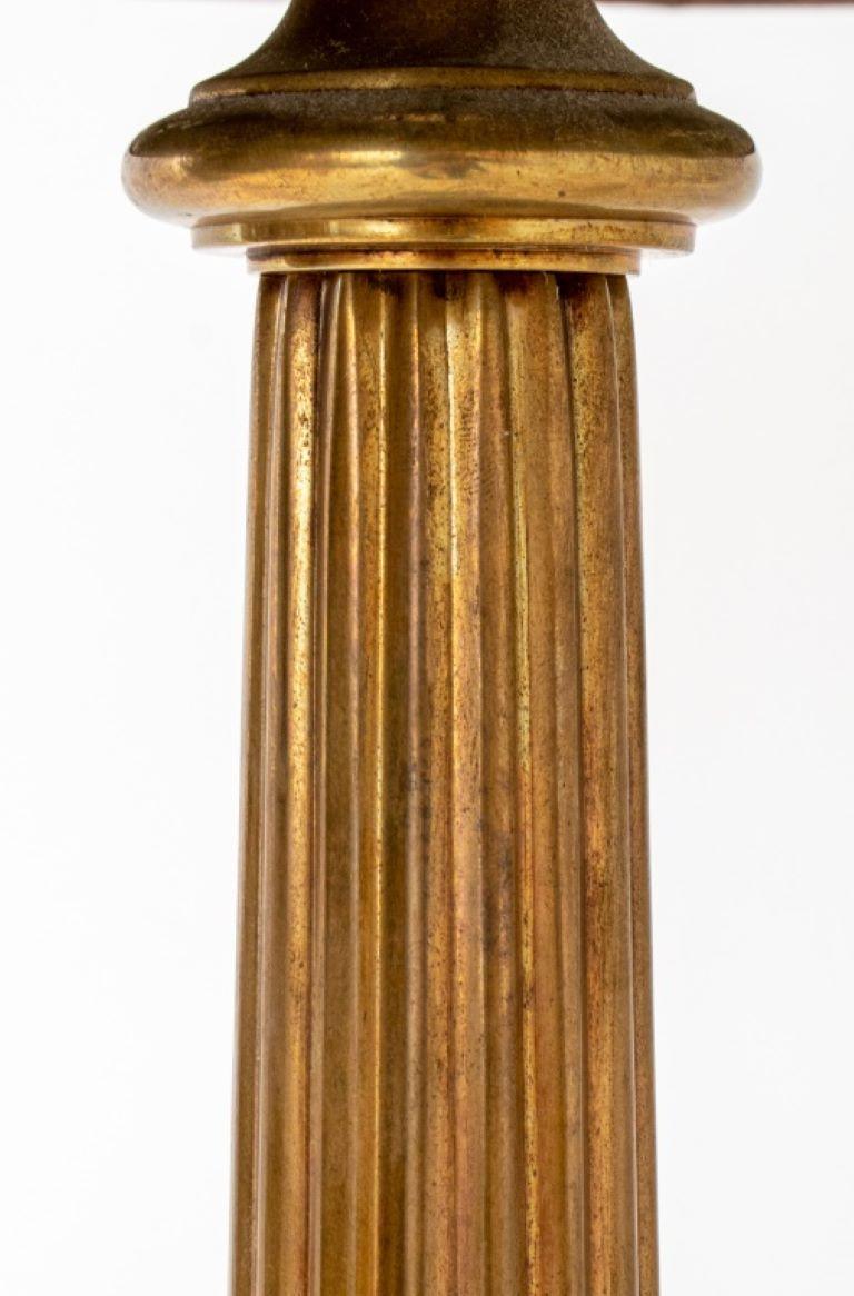 Neoclassical Style Gilt Metal Column Table Lamp For Sale 1
