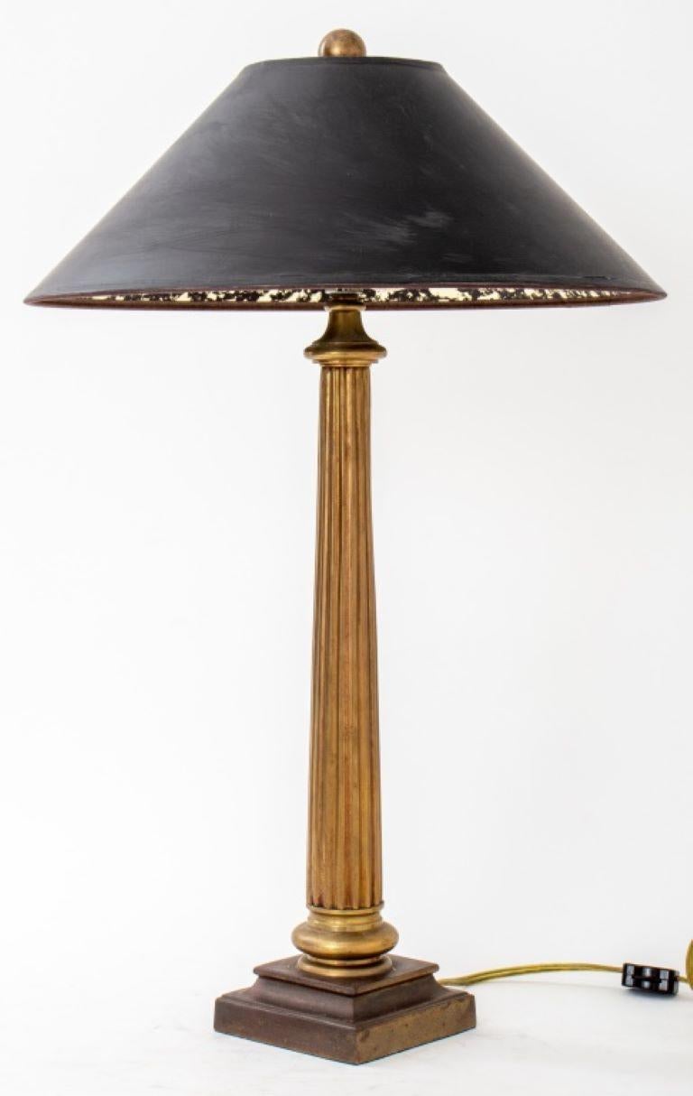 Neoclassical Style Gilt Metal Column Table Lamp For Sale 3