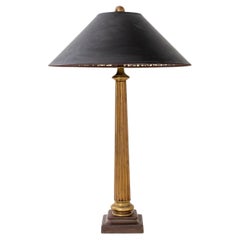 Used Neoclassical Style Gilt Metal Column Table Lamp