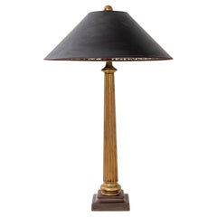 Neoclassical Style Gilt Metal Column Table Lamp