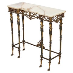 Neoclassical Style Gilt Metal & Onyx Console Table