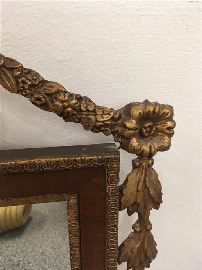 Neoclassical tole Giltwood and Mahogany Ornamental Trumeau or Mantle Mirror In Good Condition For Sale In Oklahoma City, OK