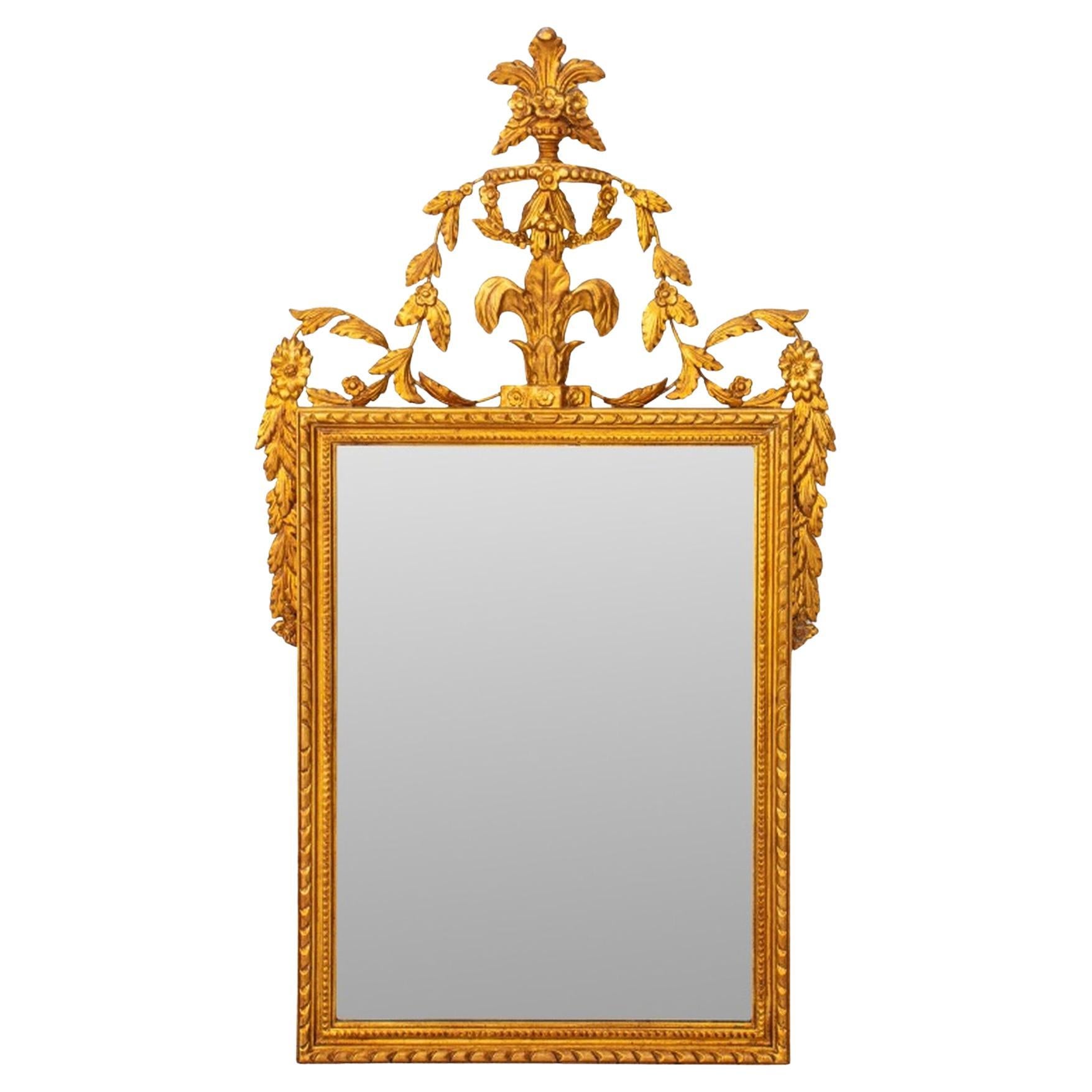 Neoclassical Style Giltwood Beveled Glass Mirror For Sale