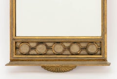 Neoclassical Giltwood Wall Mirror, 19th Century, Lattice and Floral Crest
