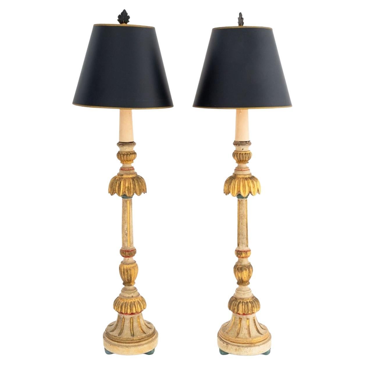 Neoklassischer Stil Giltwood Tischlampen, Paar im Angebot