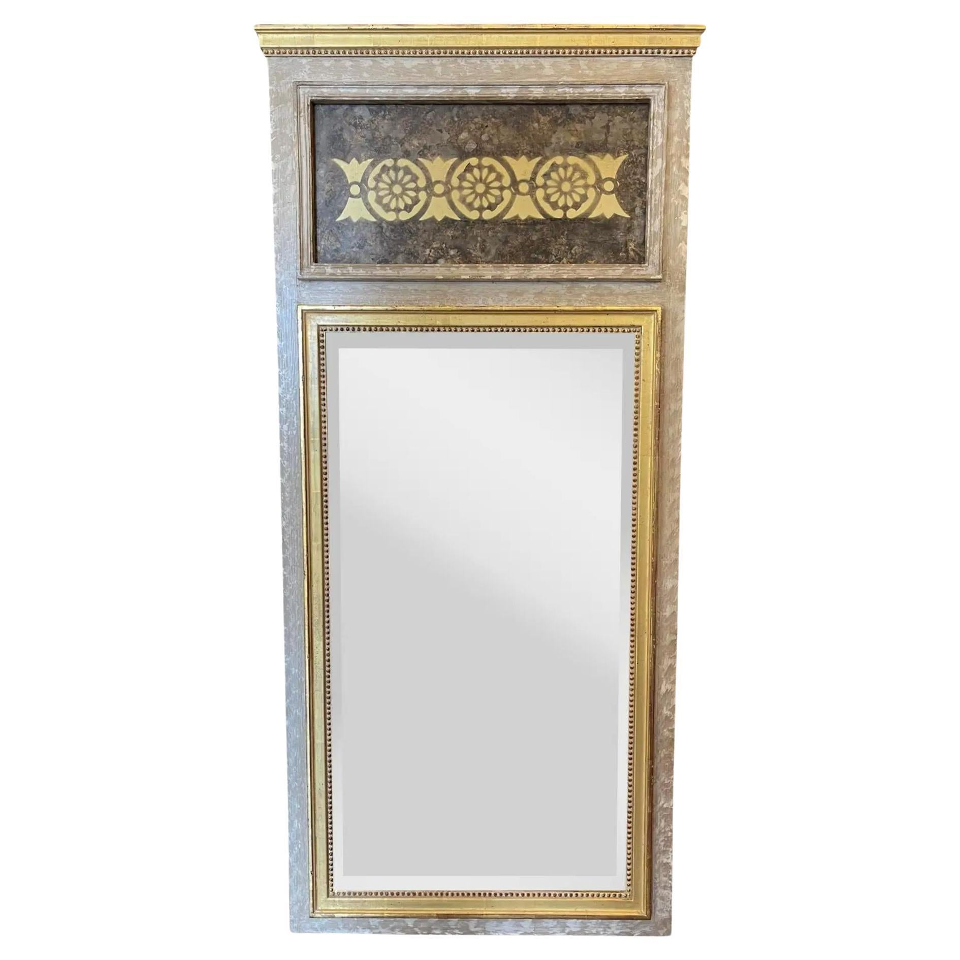 Neoclassical Style Giltwood Trumeau Mirror, 1990s For Sale