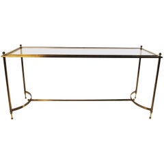 Neoklassischer Stil Glas-Messing-Konsolentisch Maison Jansen Style