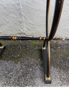 French Neoclassical Display Table with Glass Top, Brass & Wood, 1950s