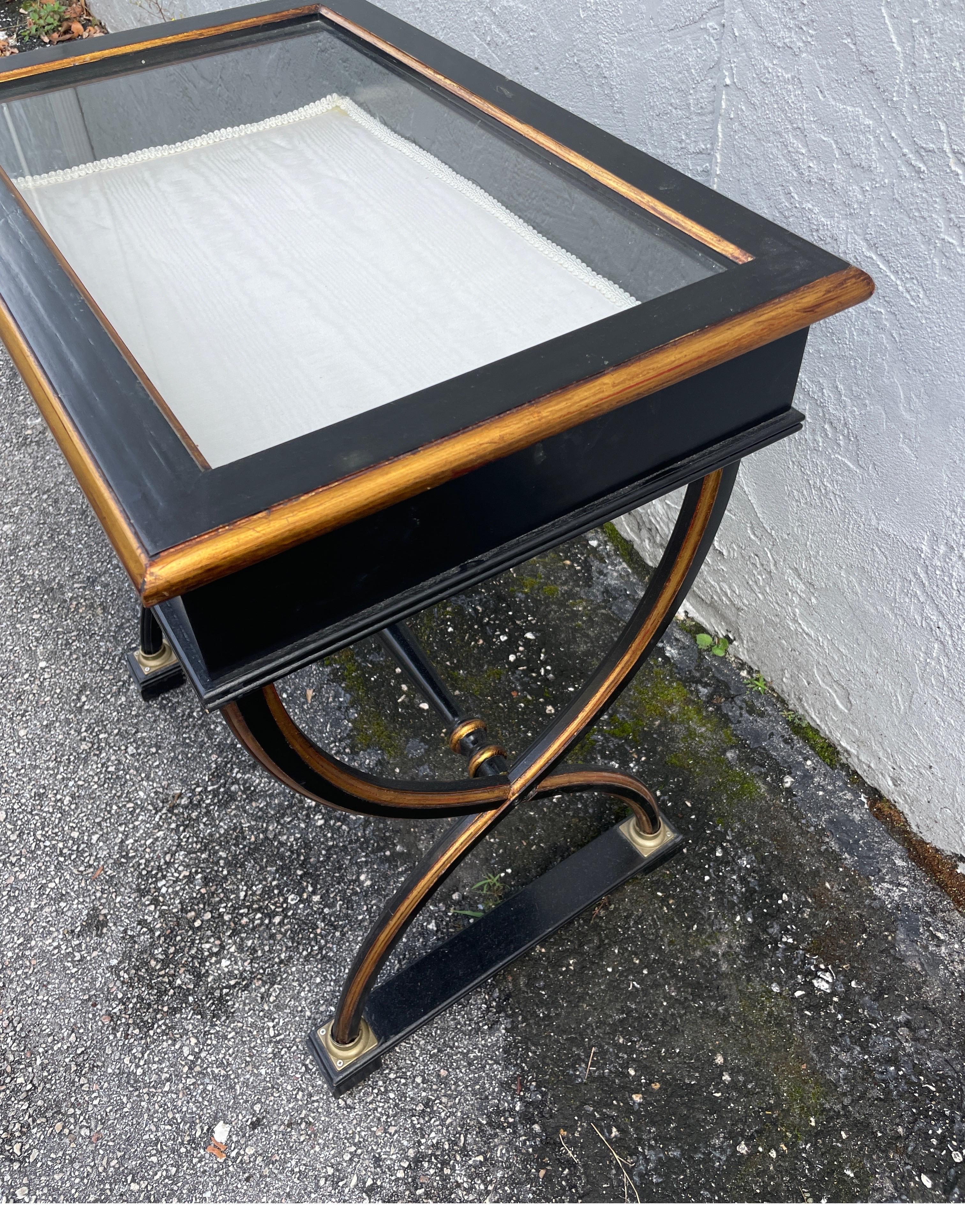 French Neoclassical Style Glass Top Display Table For Sale
