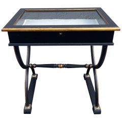 Neoclassical Style Glass Top Display Table