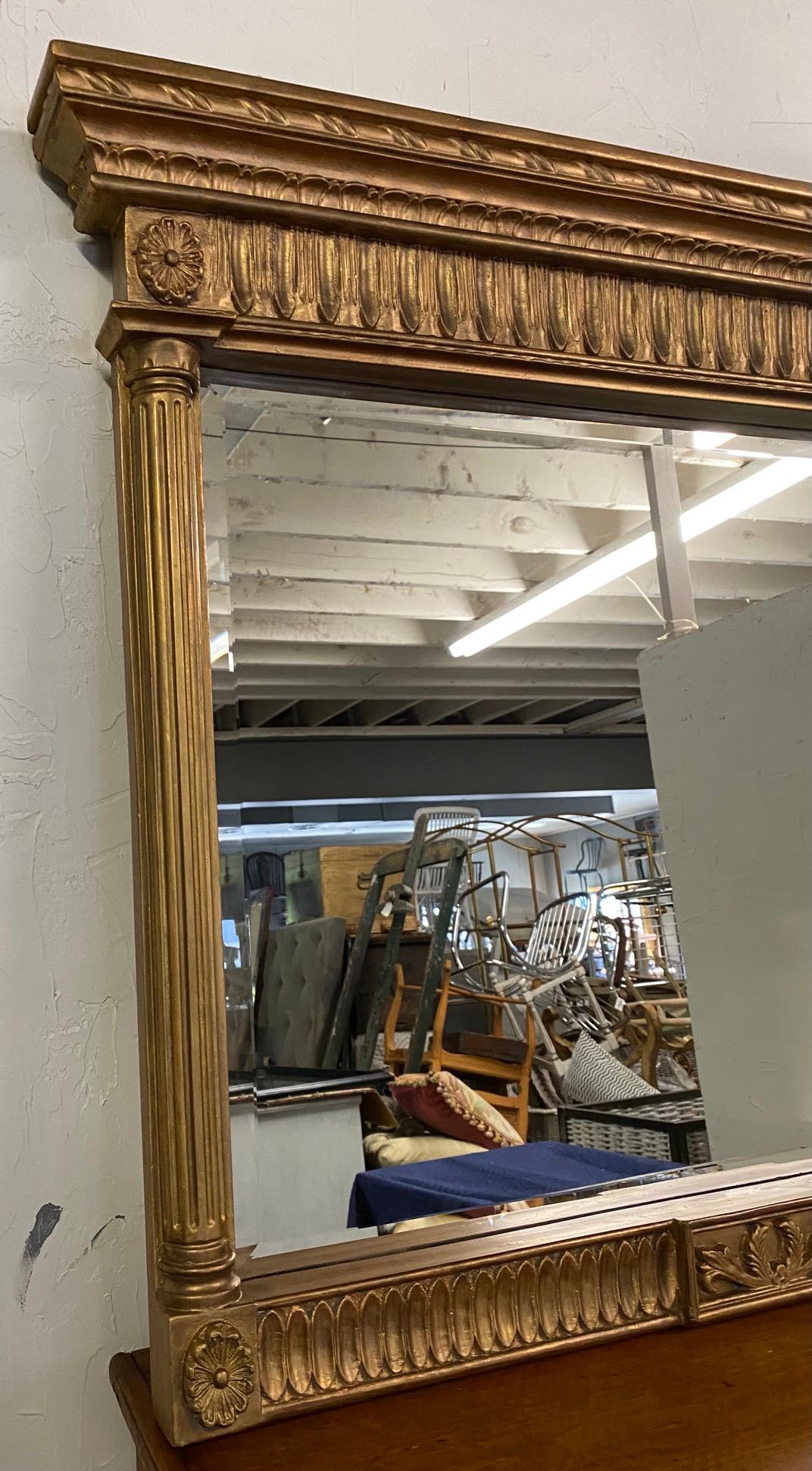 Neoclassical Style Gold Gilt Carved Wood Frame Mirror In Good Condition In Sheffield, MA