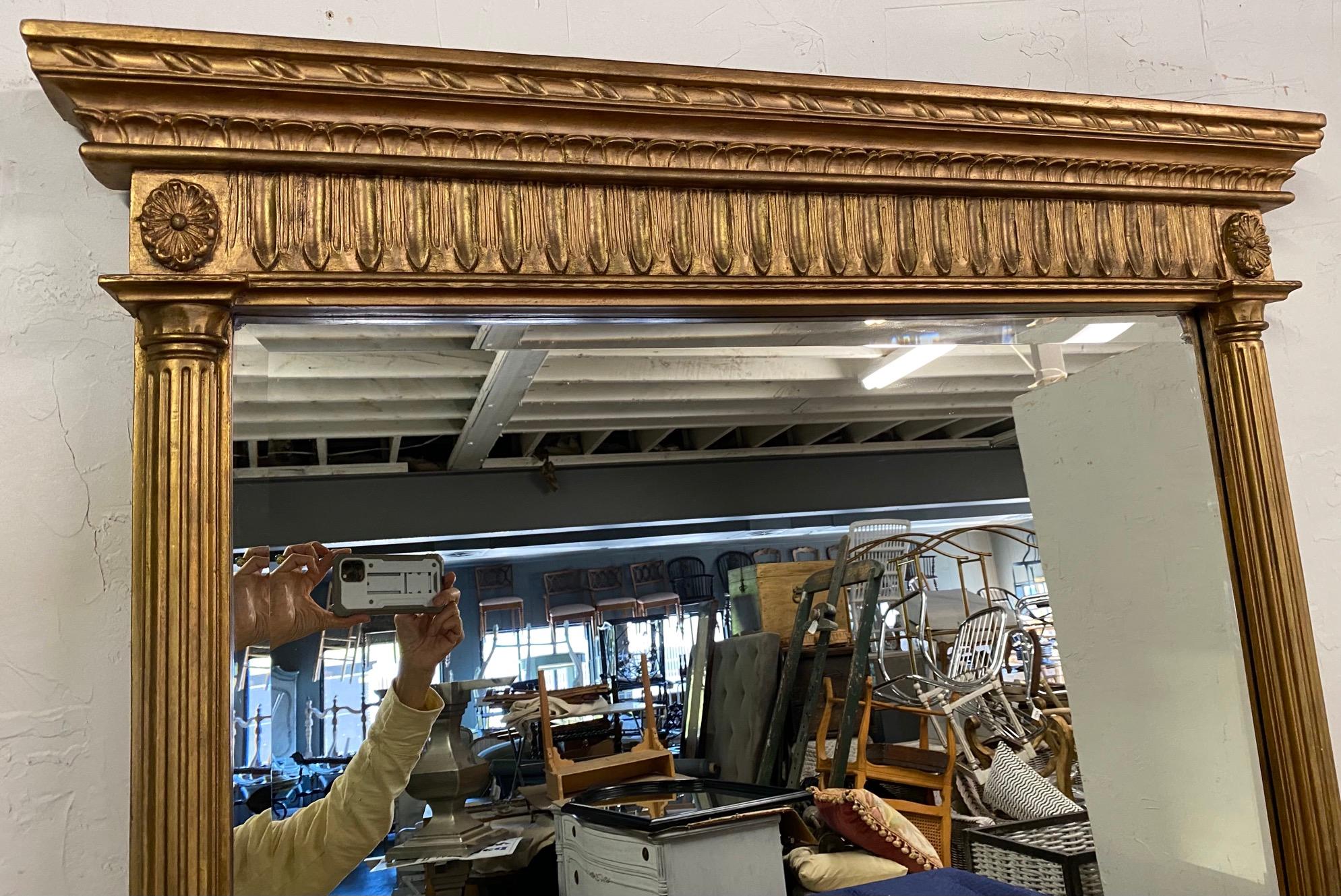 20th Century Neoclassical Style Gold Gilt Carved Wood Frame Mirror