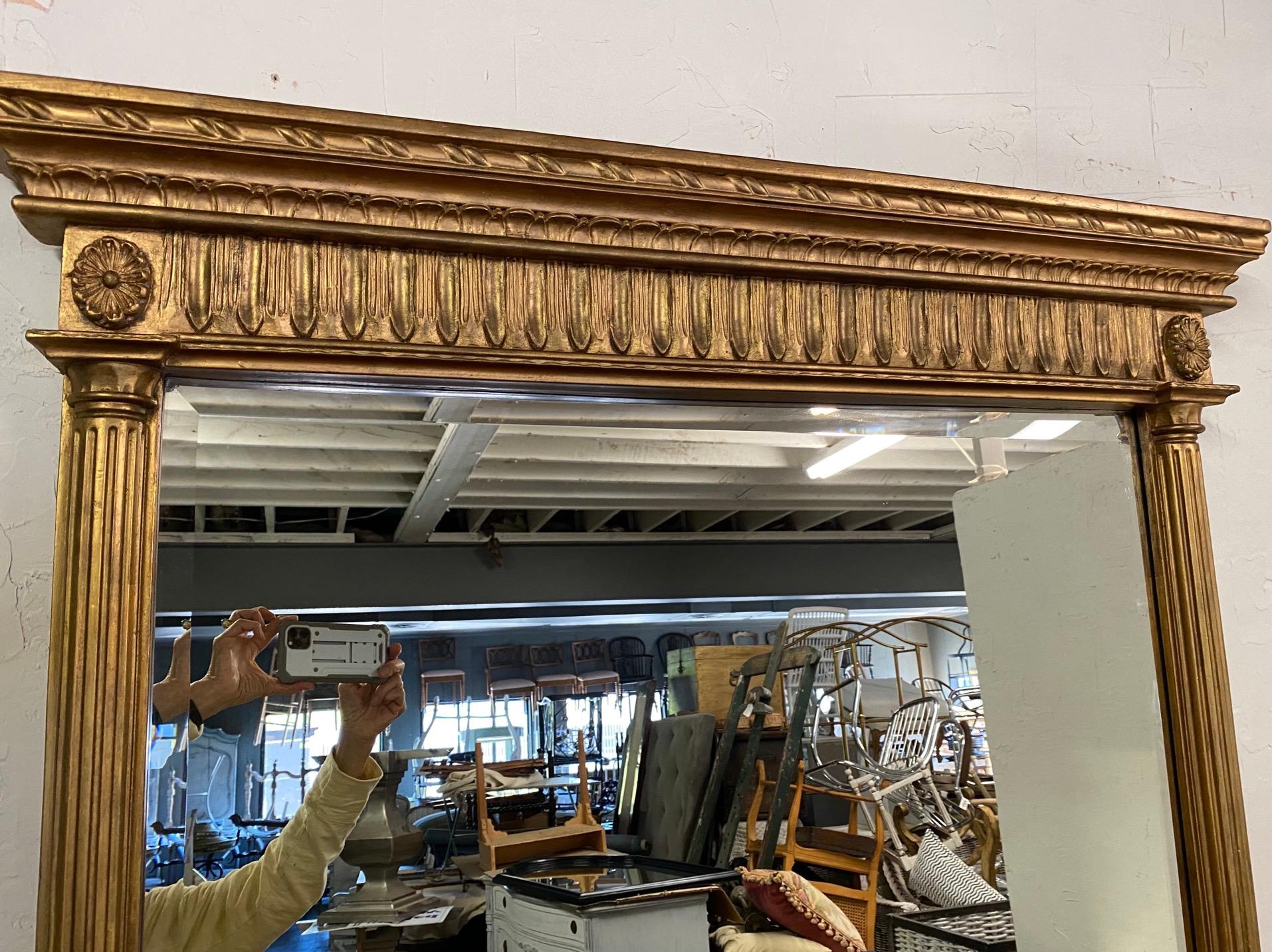 Neoclassical Style Gold Gilt Carved Wood Frame Mirror 1