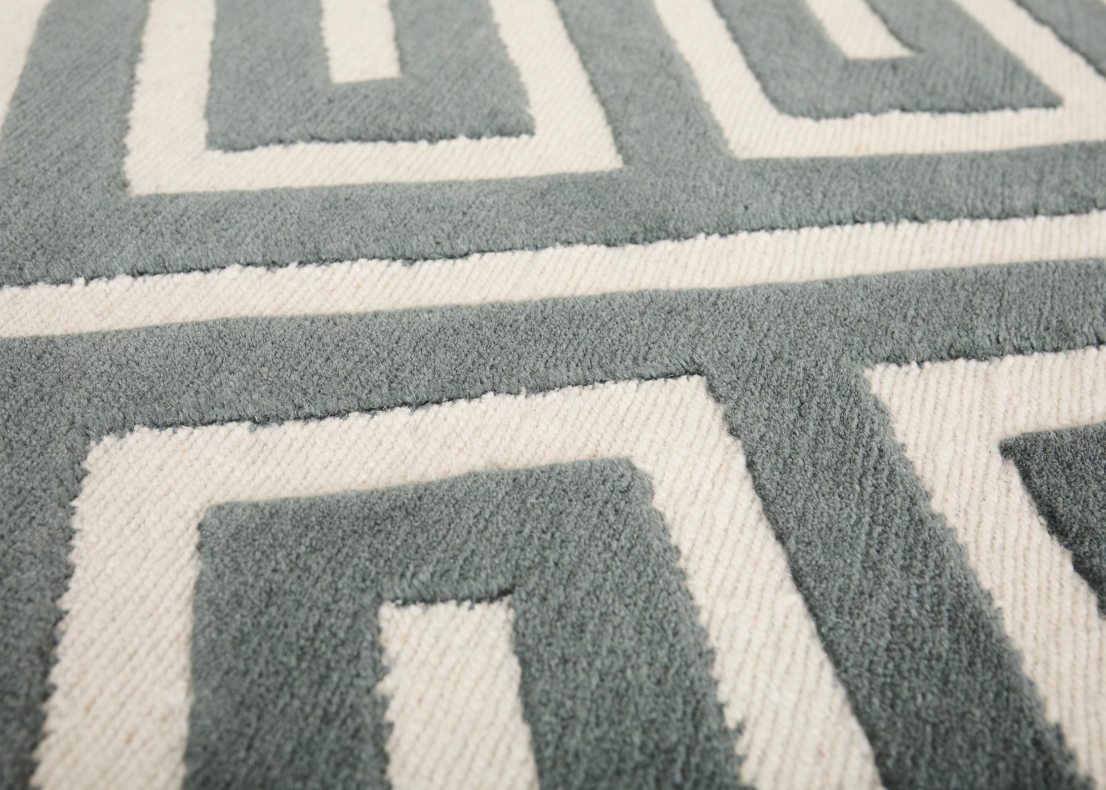Neoclassical Style Greek Key Slate Rug by the Rug Company For Sale 12