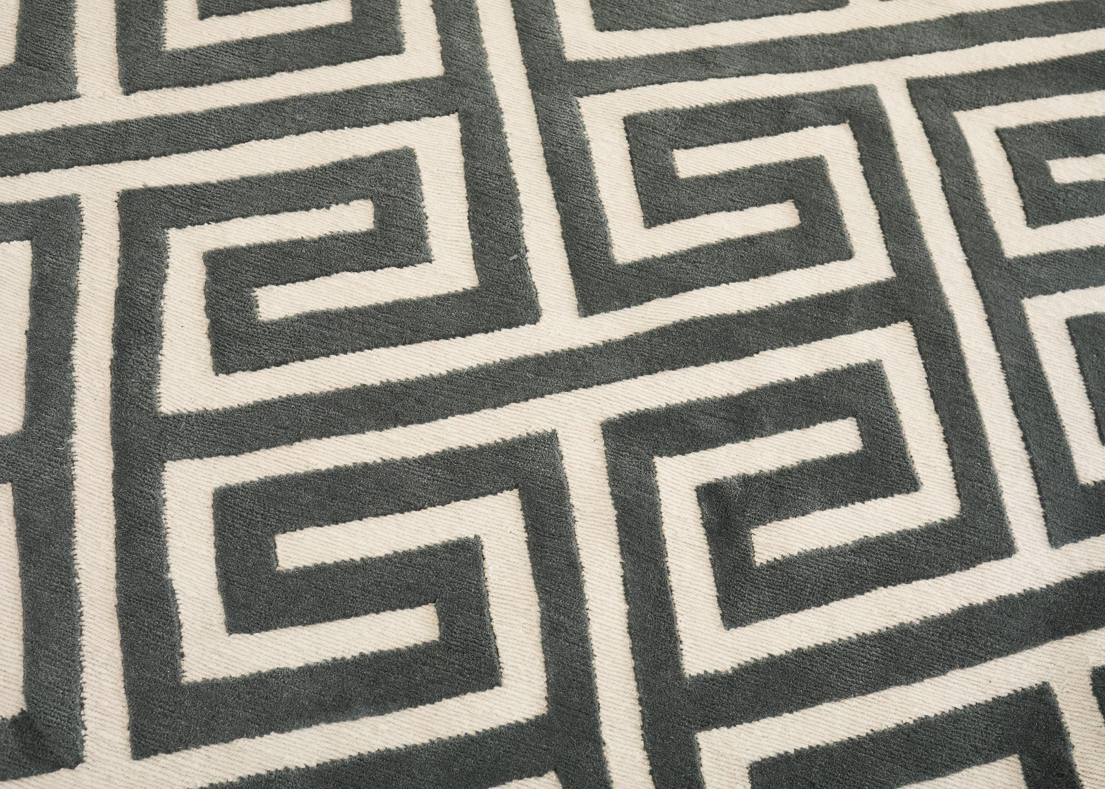 Hand-Crafted Neoclassical Style Greek Key Slate Rug by the Rug Company For Sale