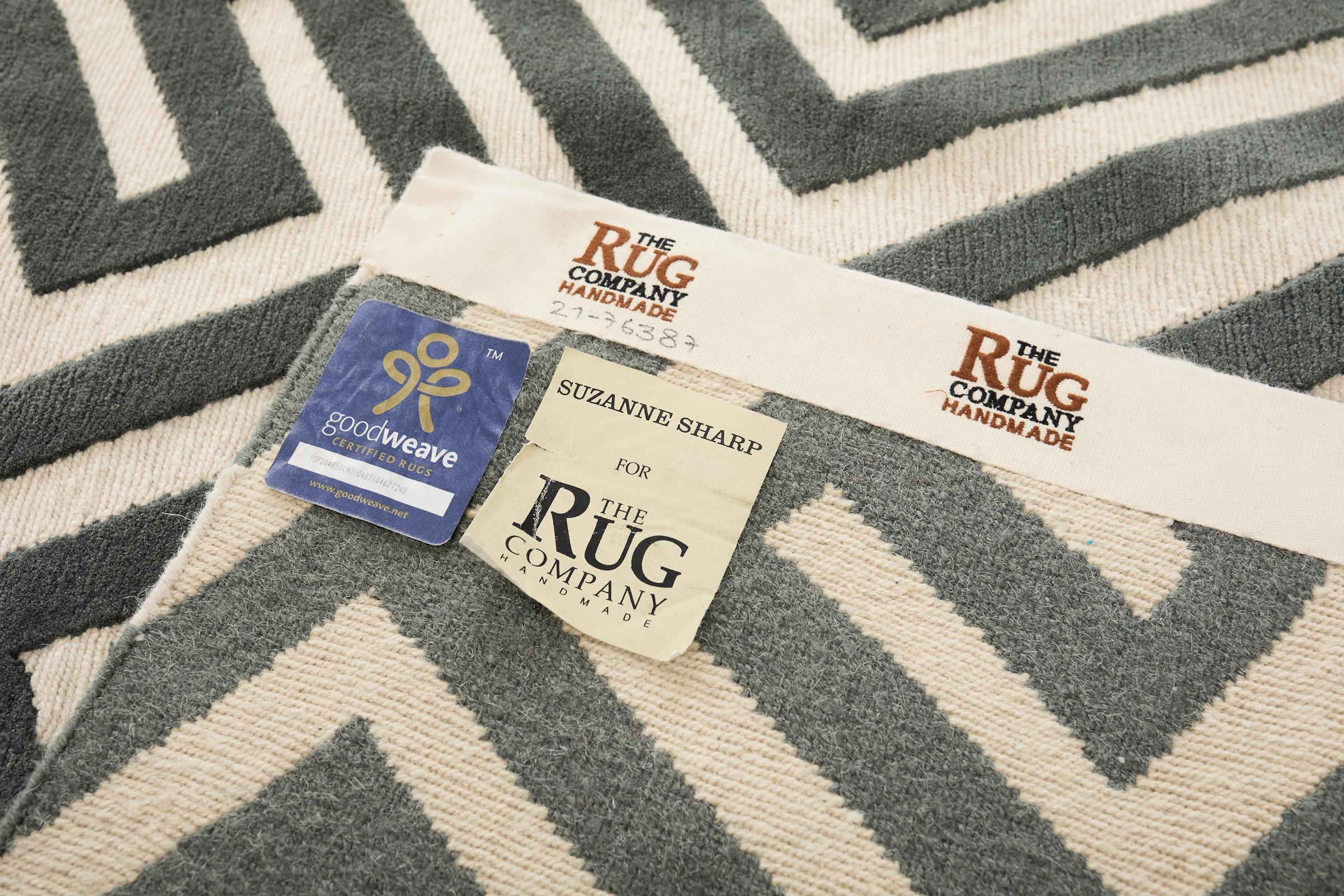 Wool Neoclassical Style Greek Key Slate Rug by the Rug Company For Sale