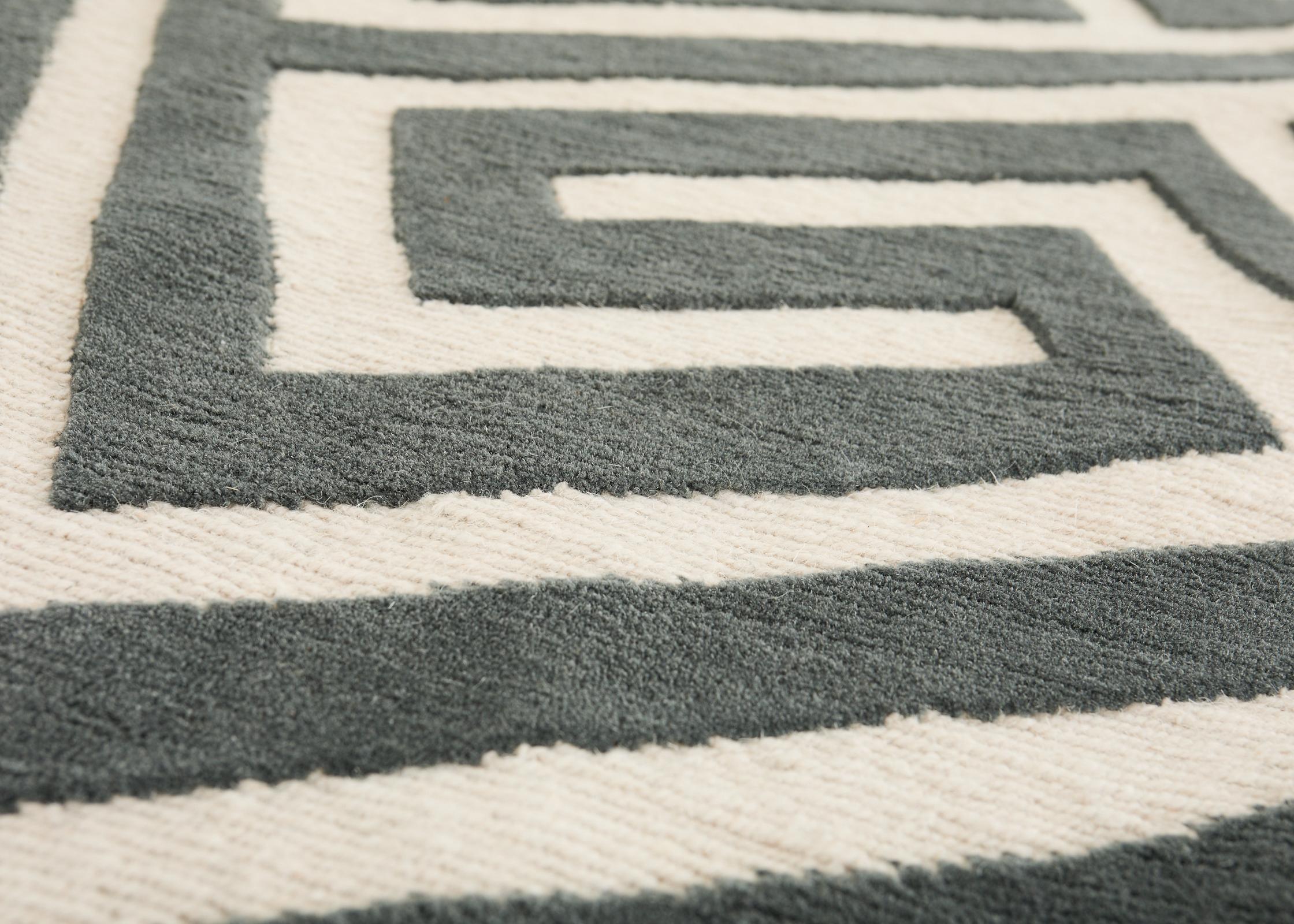 Neoclassical Style Greek Key Slate Rug by the Rug Company For Sale 1