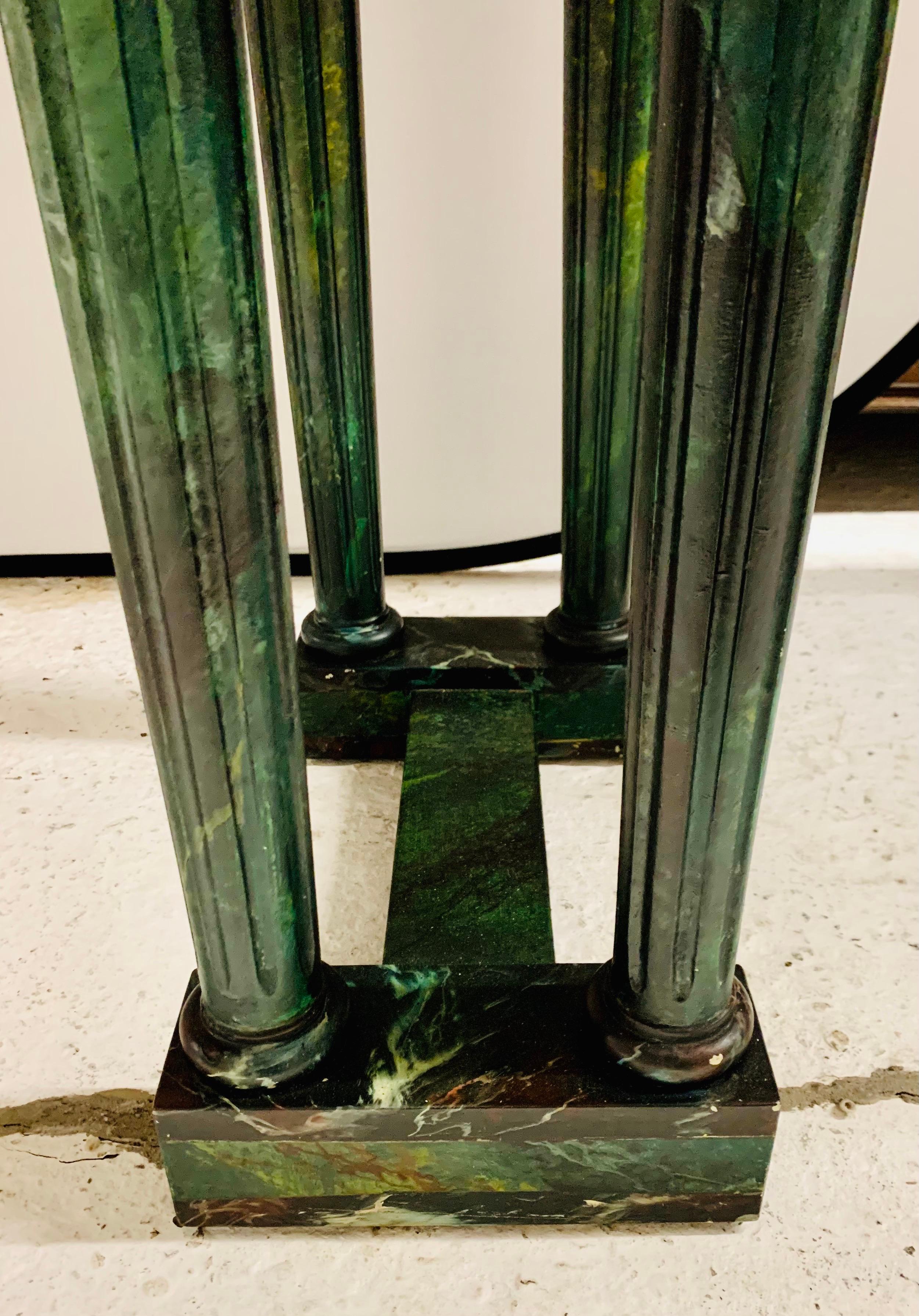 20th Century Neoclassical Style Hand Painted Faux Green Marble Console Table