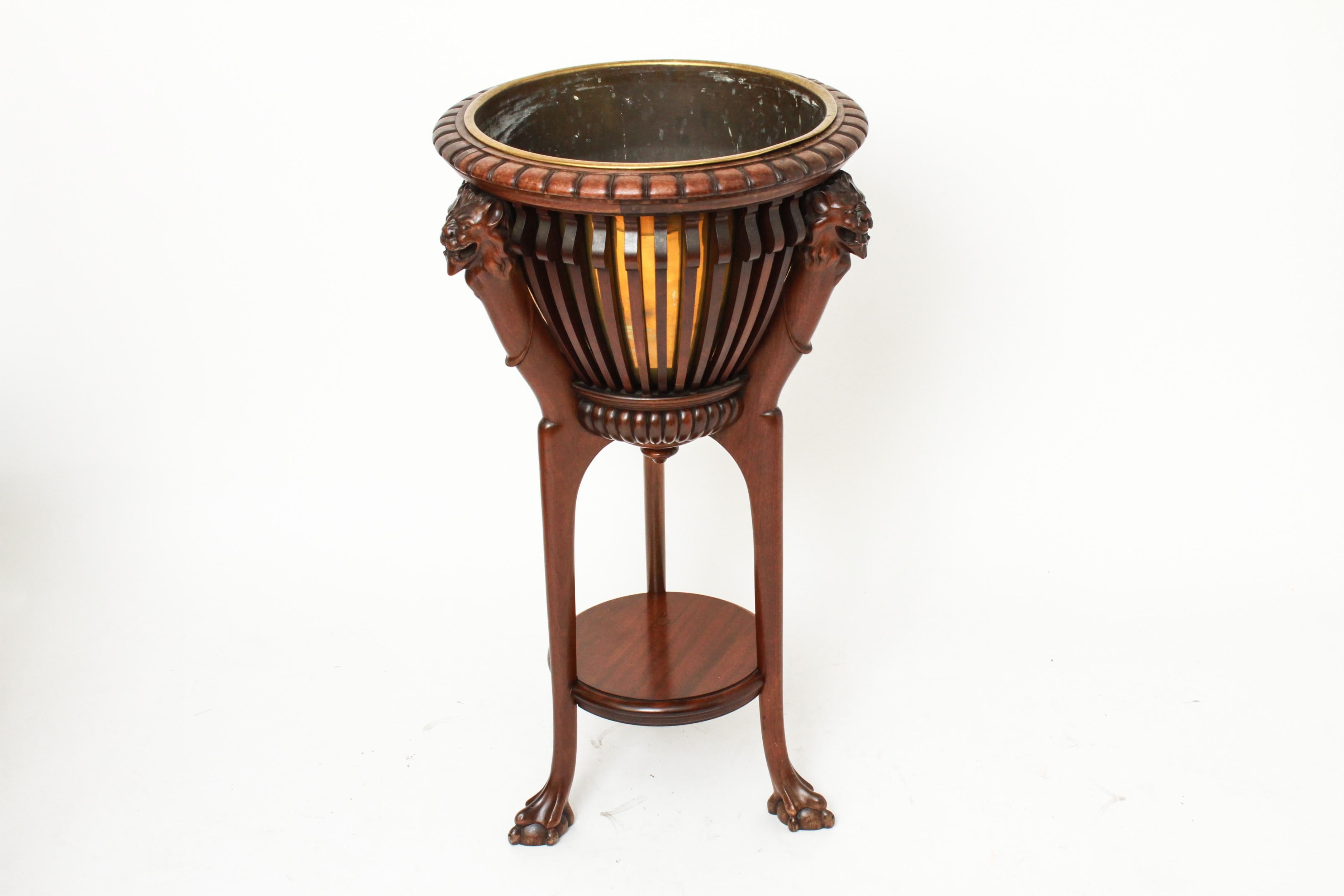 19th Century Neoclassical Style Hardwood Jardinière with Lion Motif