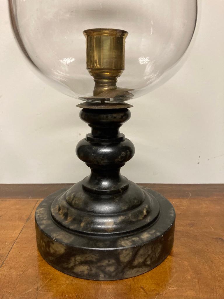 Neoclassical Style Hurricane Lamp with Alabaster Base In Good Condition In Stamford, CT