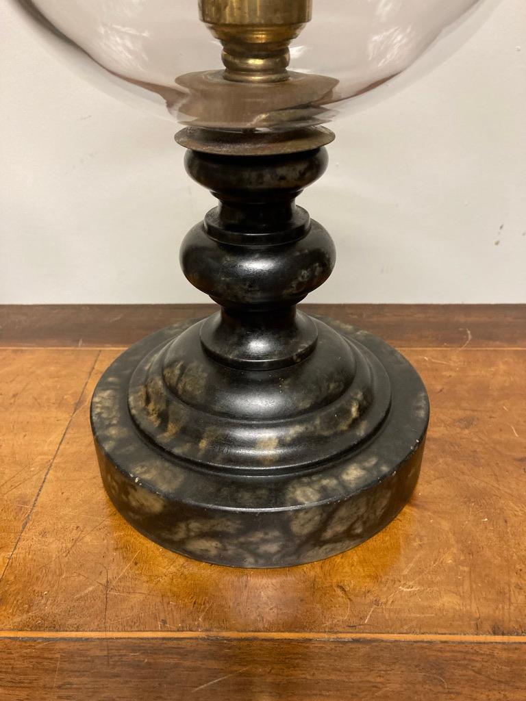 20th Century Neoclassical Style Hurricane Lamp with Alabaster Base