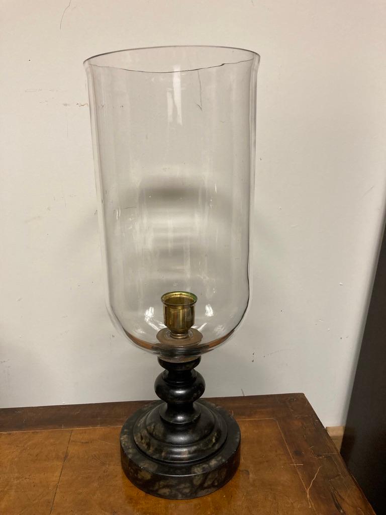 Neoclassical Style Hurricane Lamp with Alabaster Base 1