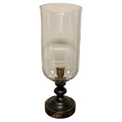 Vintage Neoclassical Style Hurricane Lamp with Alabaster Base