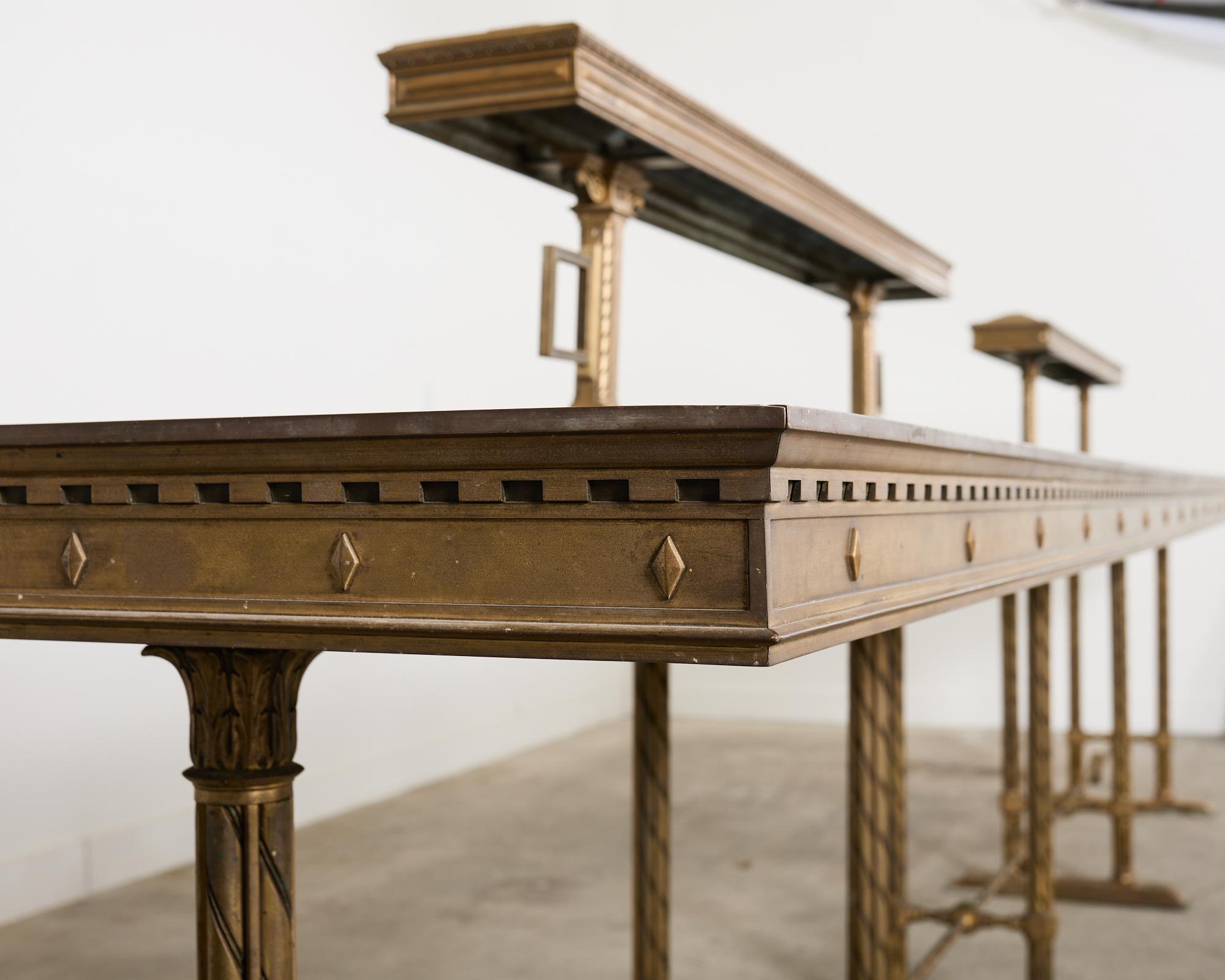 Neoclassical Style Industrial Bronze Bank Lobby Bar Counter For Sale 7