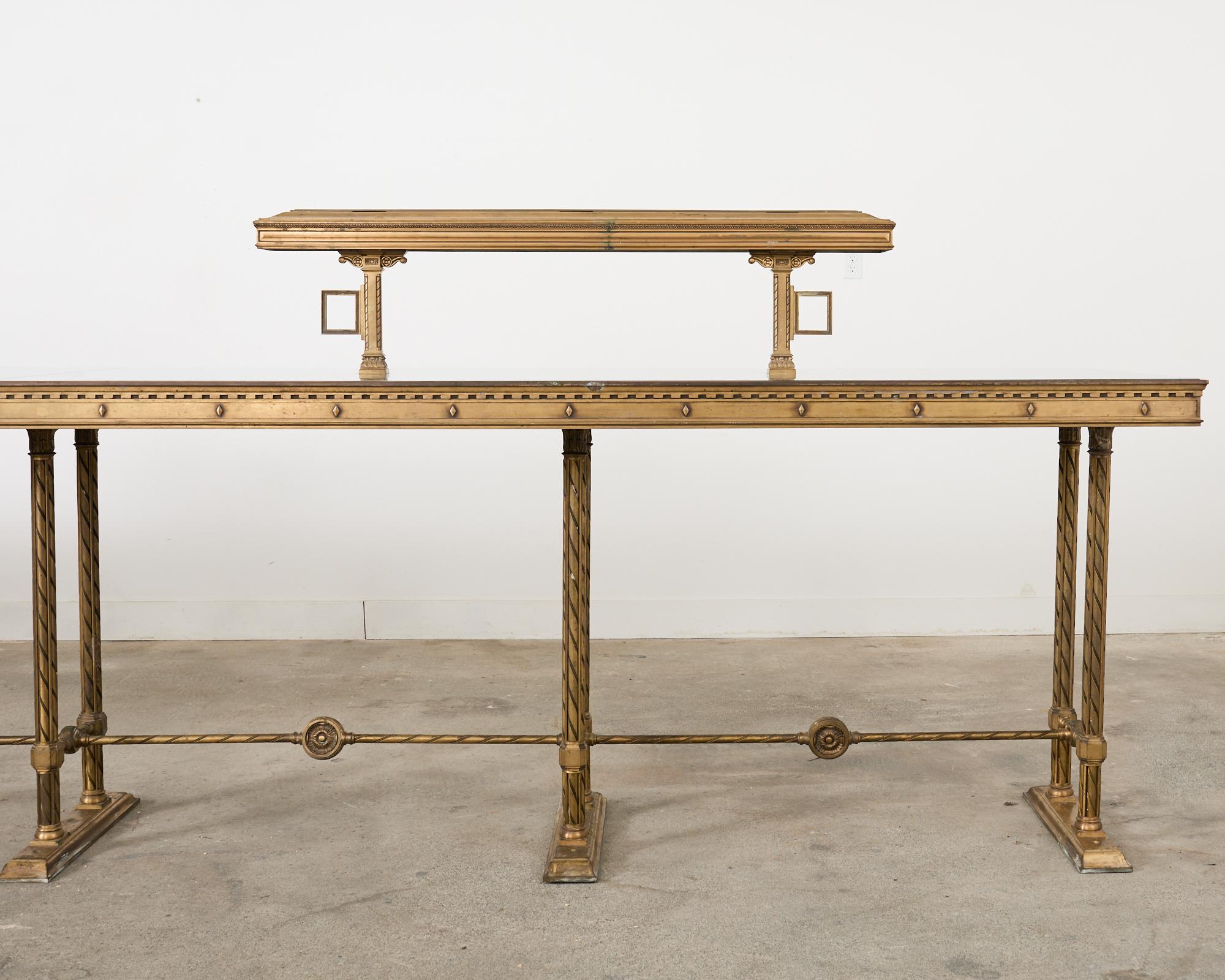 Patinated Neoclassical Style Industrial Bronze Bank Lobby Bar Counter For Sale