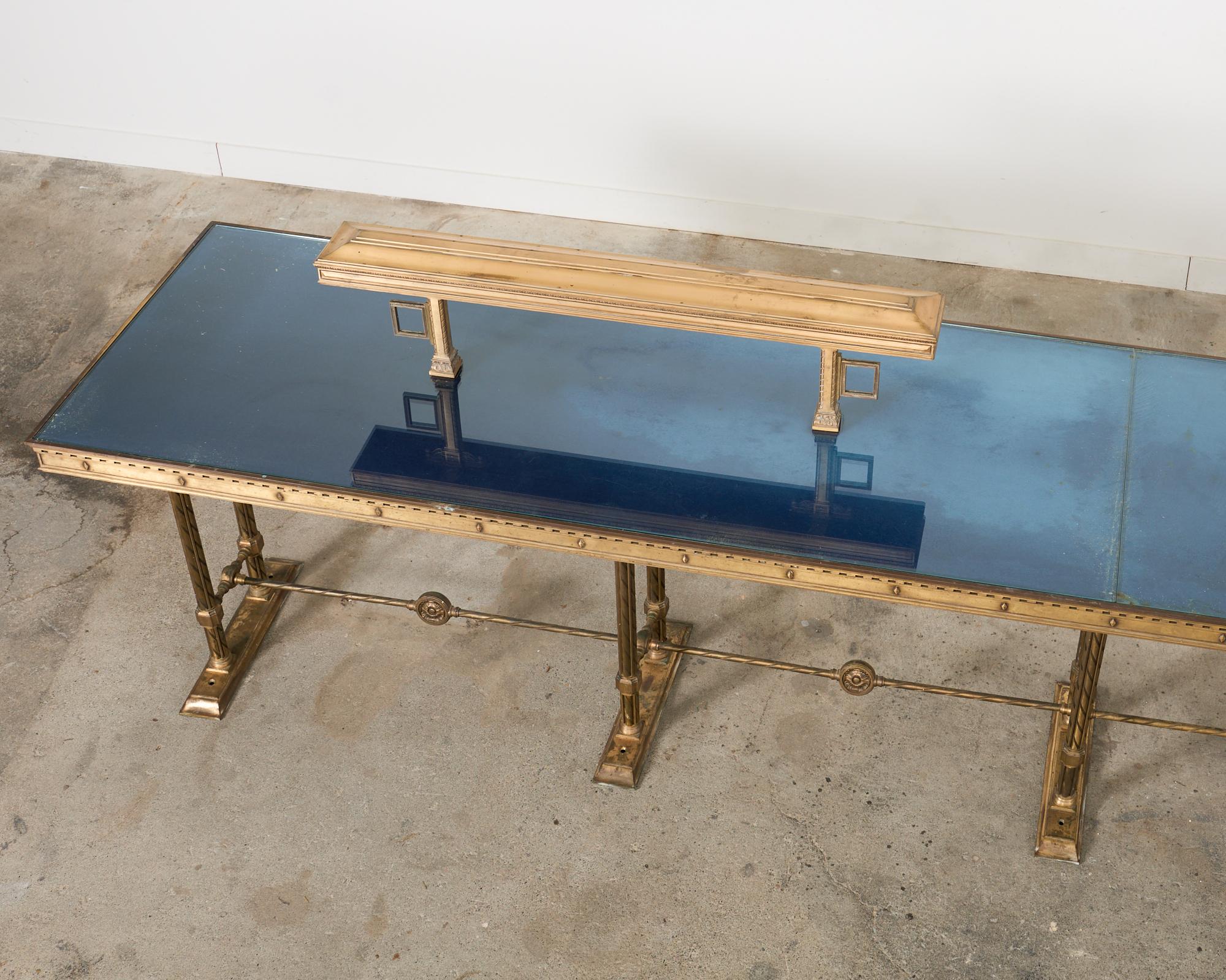 20th Century Neoclassical Style Industrial Bronze Bank Lobby Bar Counter For Sale