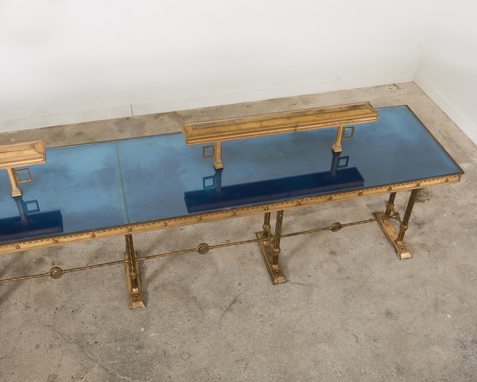 Neoclassical Style Industrial Bronze Bank Lobby Bar Counter For Sale 1