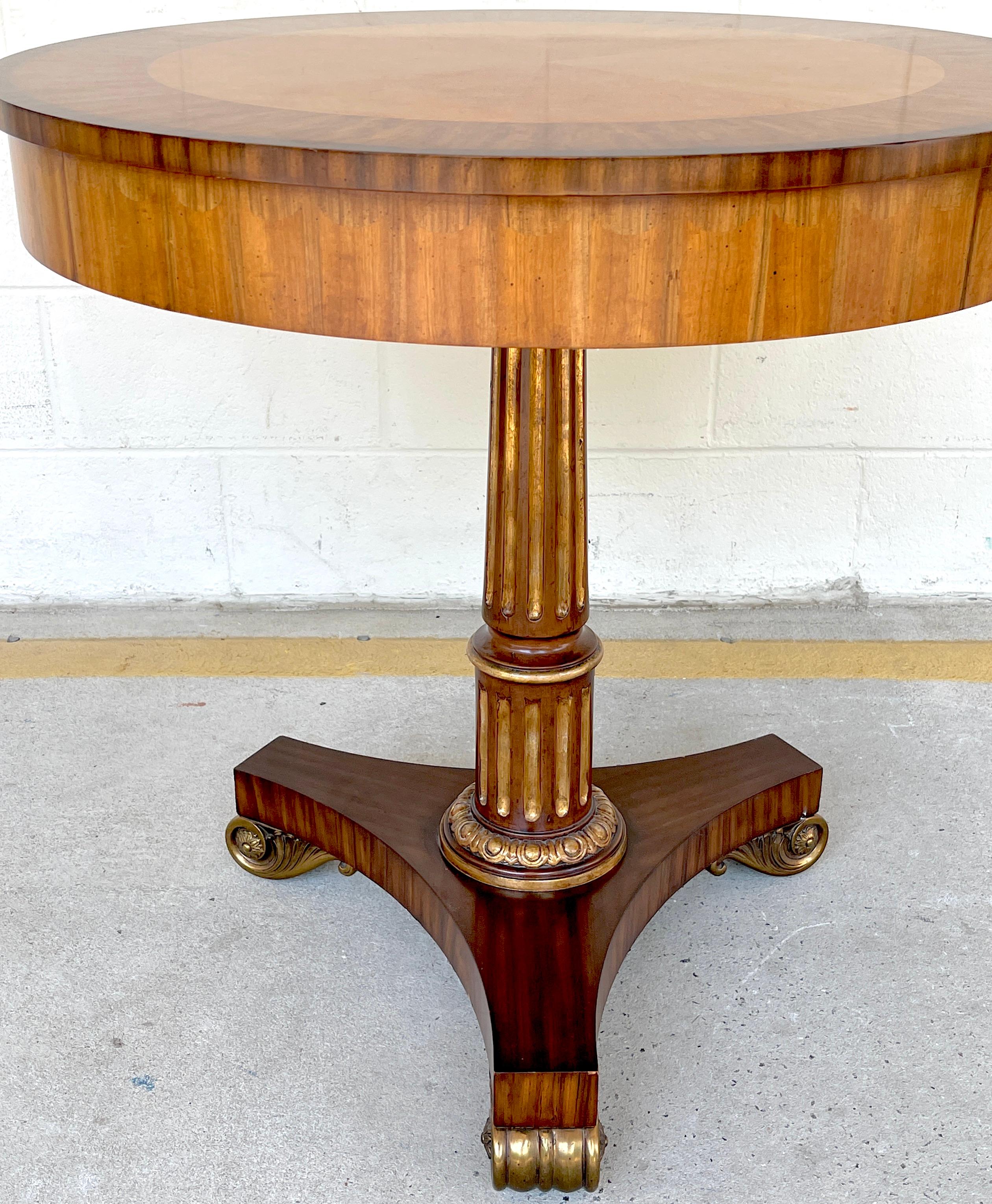 Neoclassical Style Inlaid Side Table with Bronze Feet, by Maitland-Smith In Good Condition For Sale In Atlanta, GA