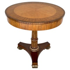 Neoclassical Style Inlaid Side Table with Bronze Feet, by Maitland-Smith