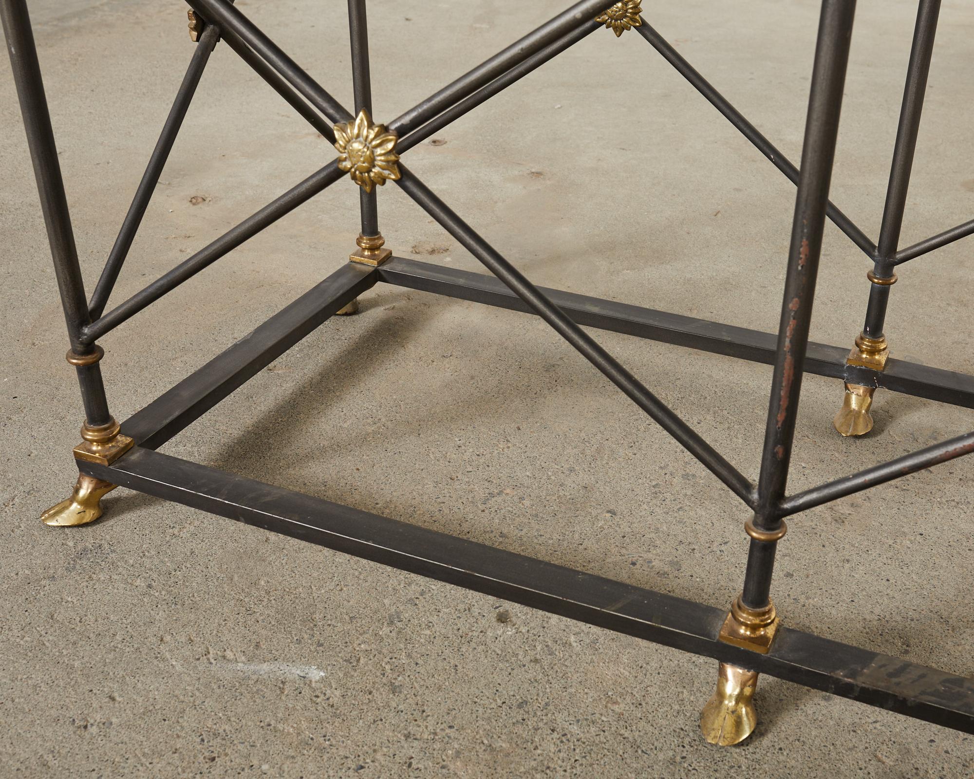 Neoclassical Style Iron Bronze Carrara Marble Top Console Table  4