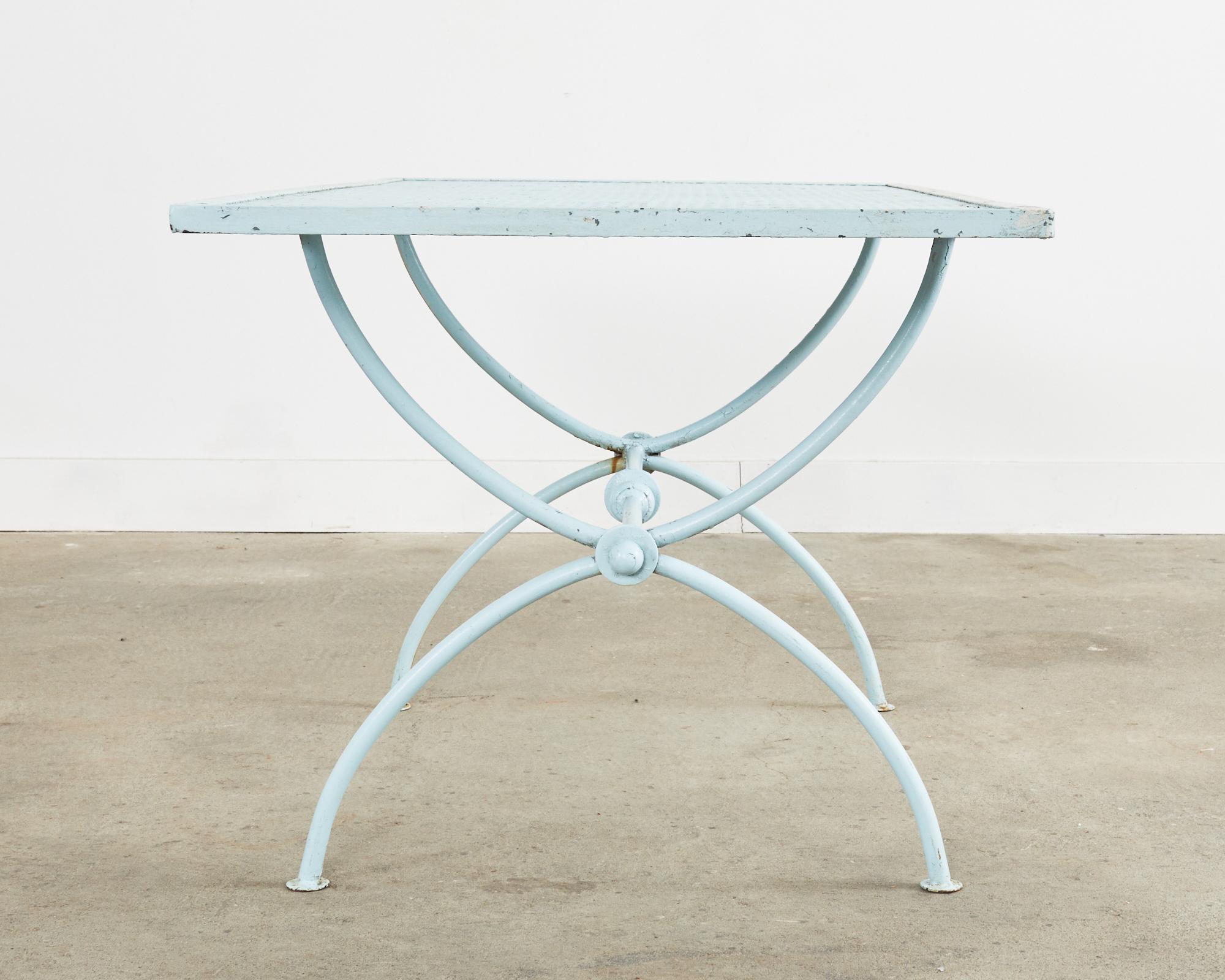 Neoclassical Style Iron Curule Leg Garden Dining Table For Sale 11
