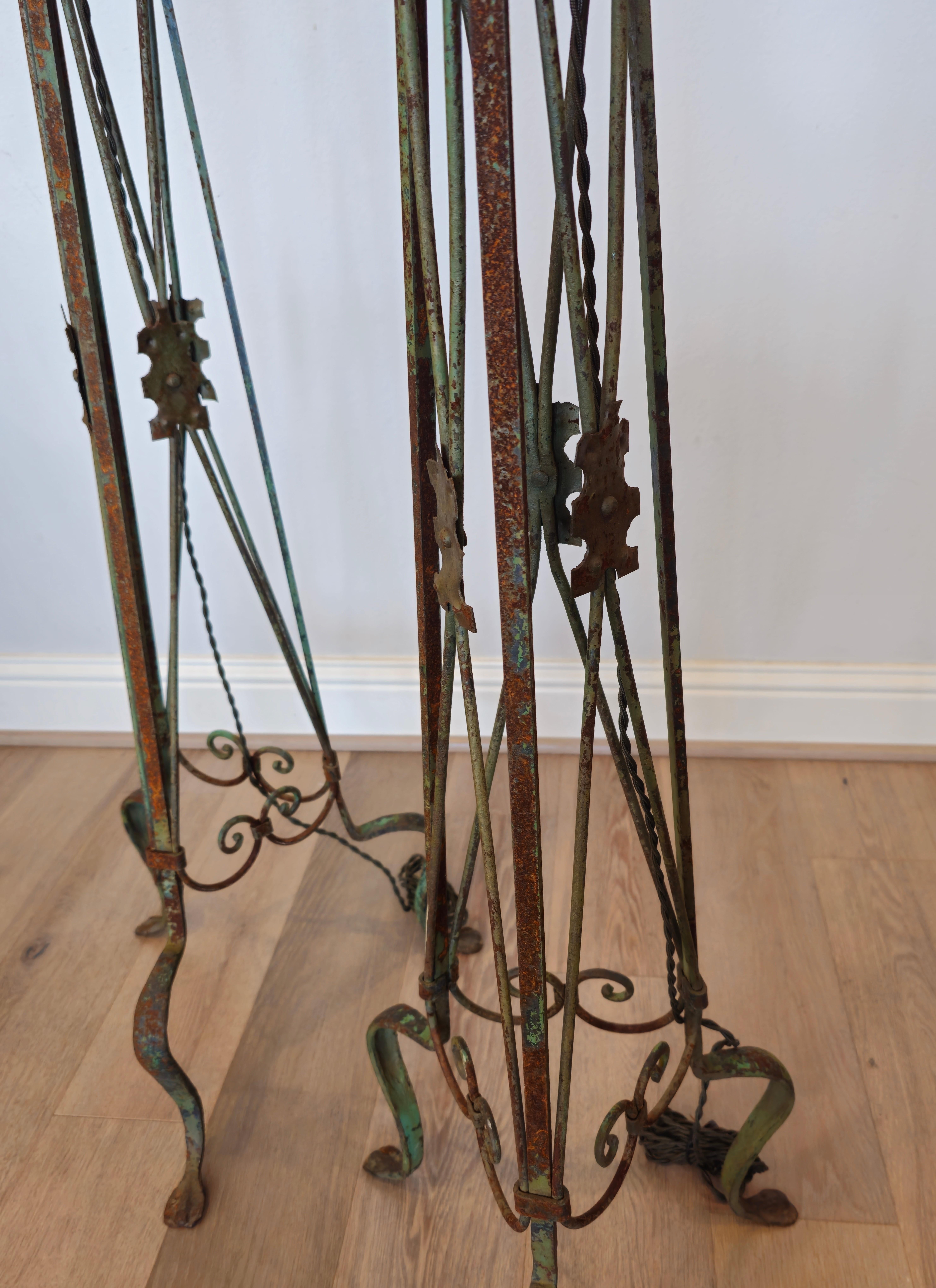 Neoclassical Style Iron Faux Candle Torchiere Floor Lamp Pair For Sale 5