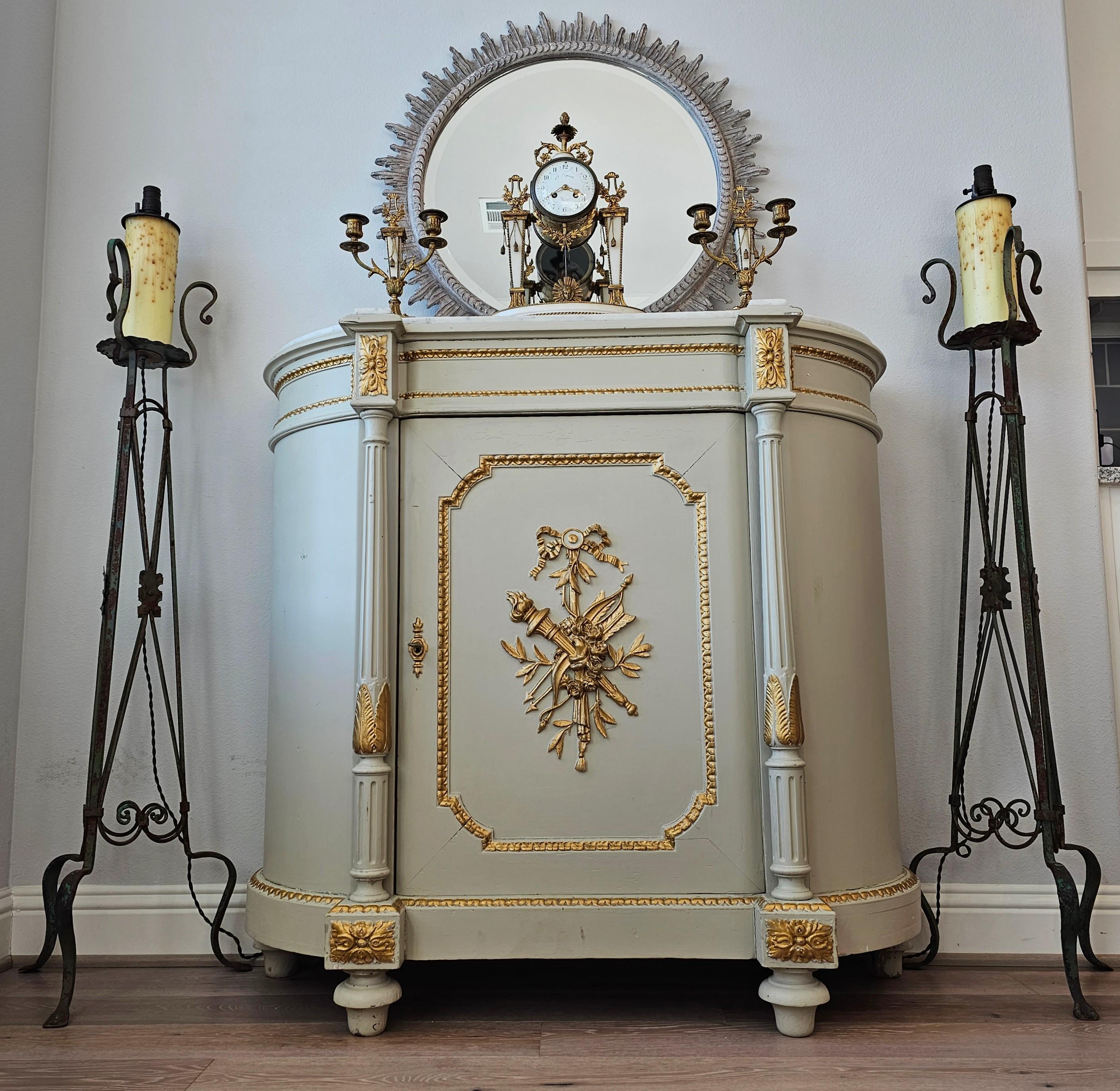 Neoclassical Style Iron Faux Candle Torchiere Floor Lamp Pair  For Sale 15