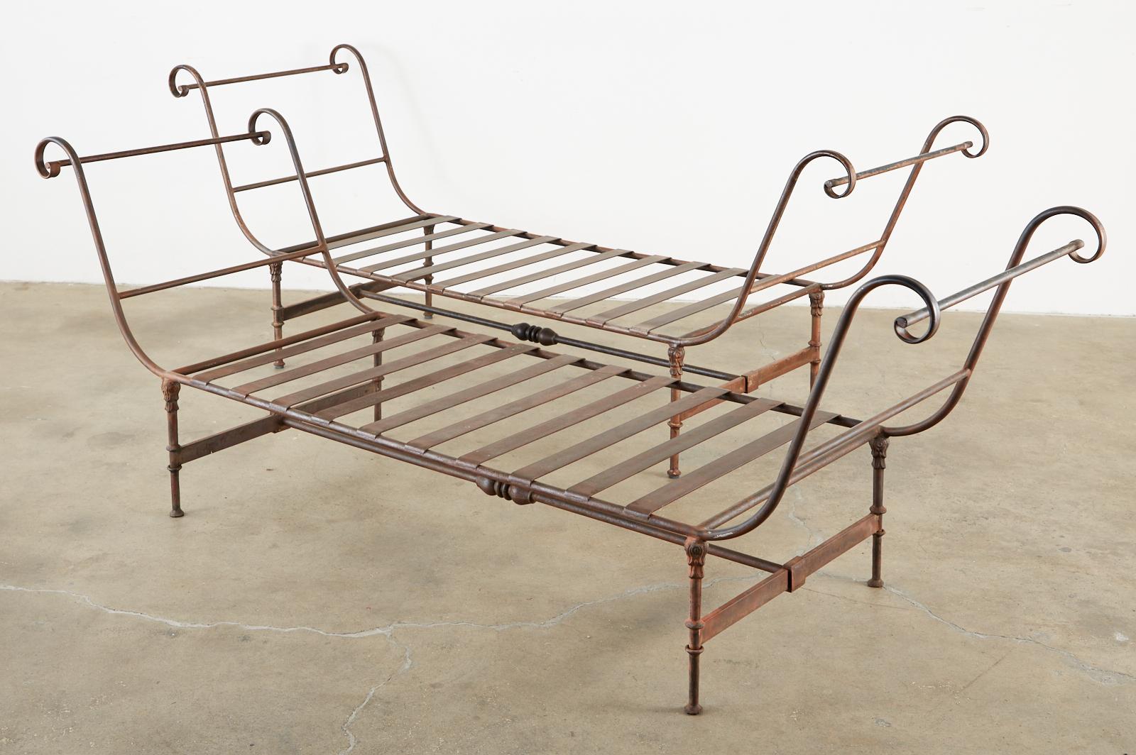 Italian Neoclassical Style Iron Garden Daybed Benches