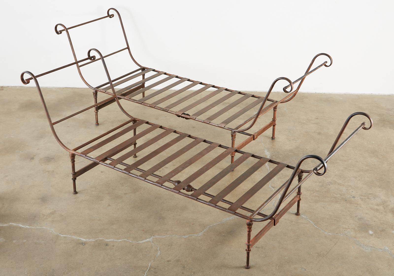Hand-Crafted Neoclassical Style Iron Garden Daybed Benches
